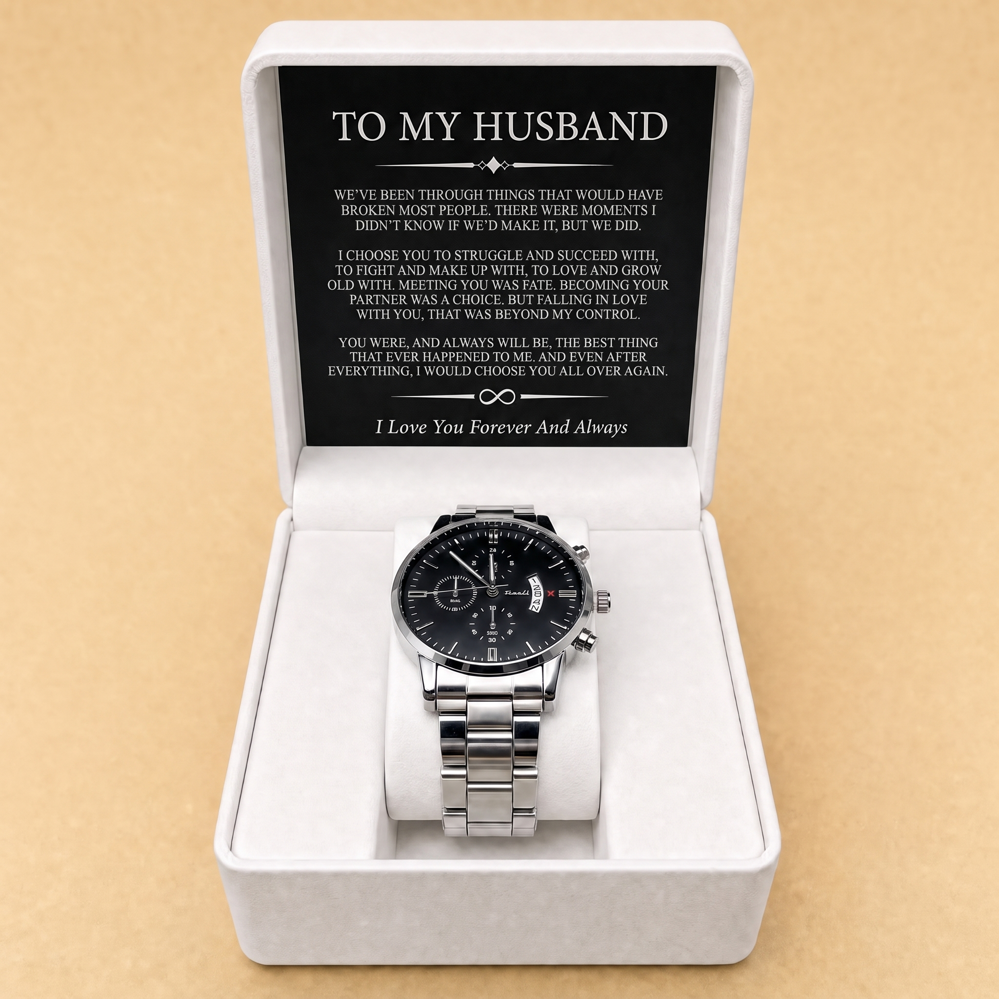 To My Husband - Engraved Stainless Steel Watch