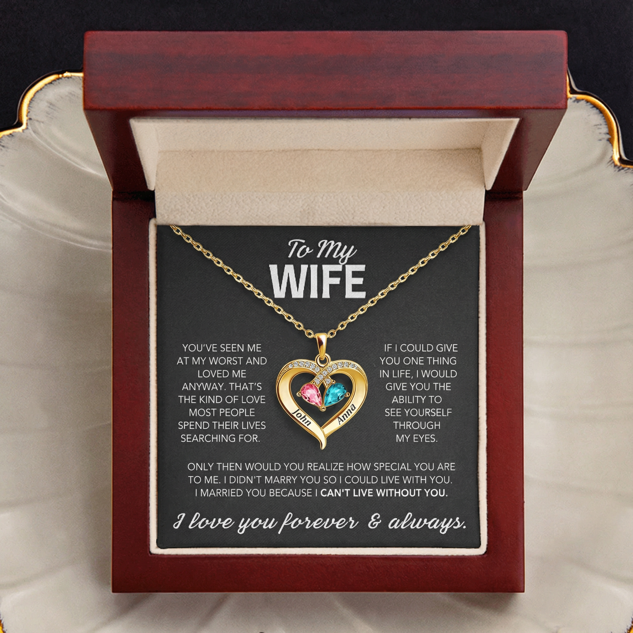 Always Yours – Birthstone Heart Necklace