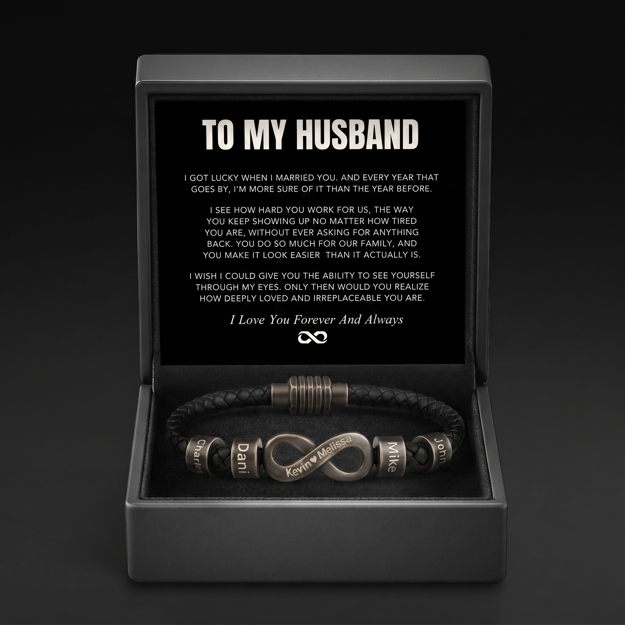 Infinity Name Bracelet - For the Man Who Holds Us Together