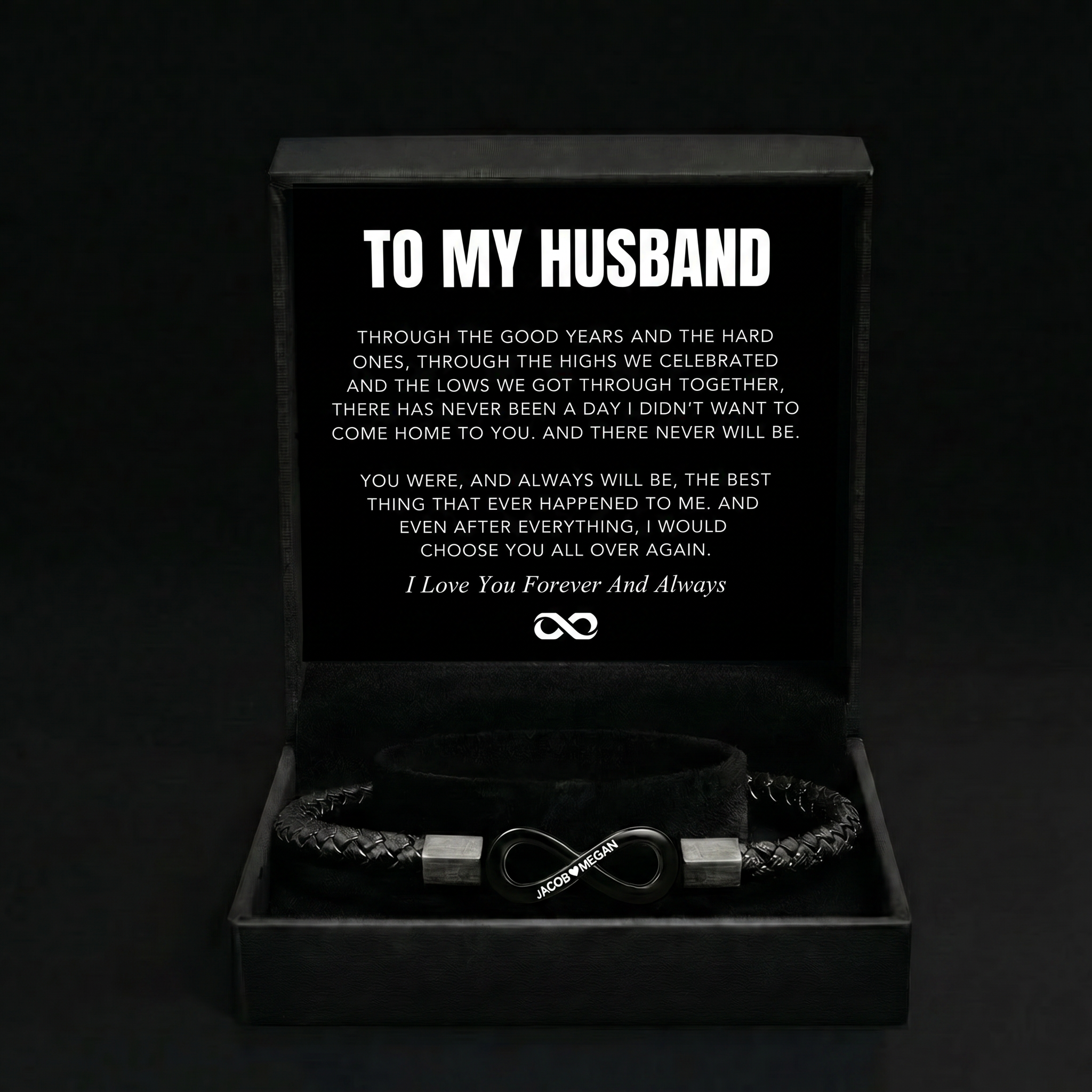 "Para mi hombre": pulsera personalizada con el infinito