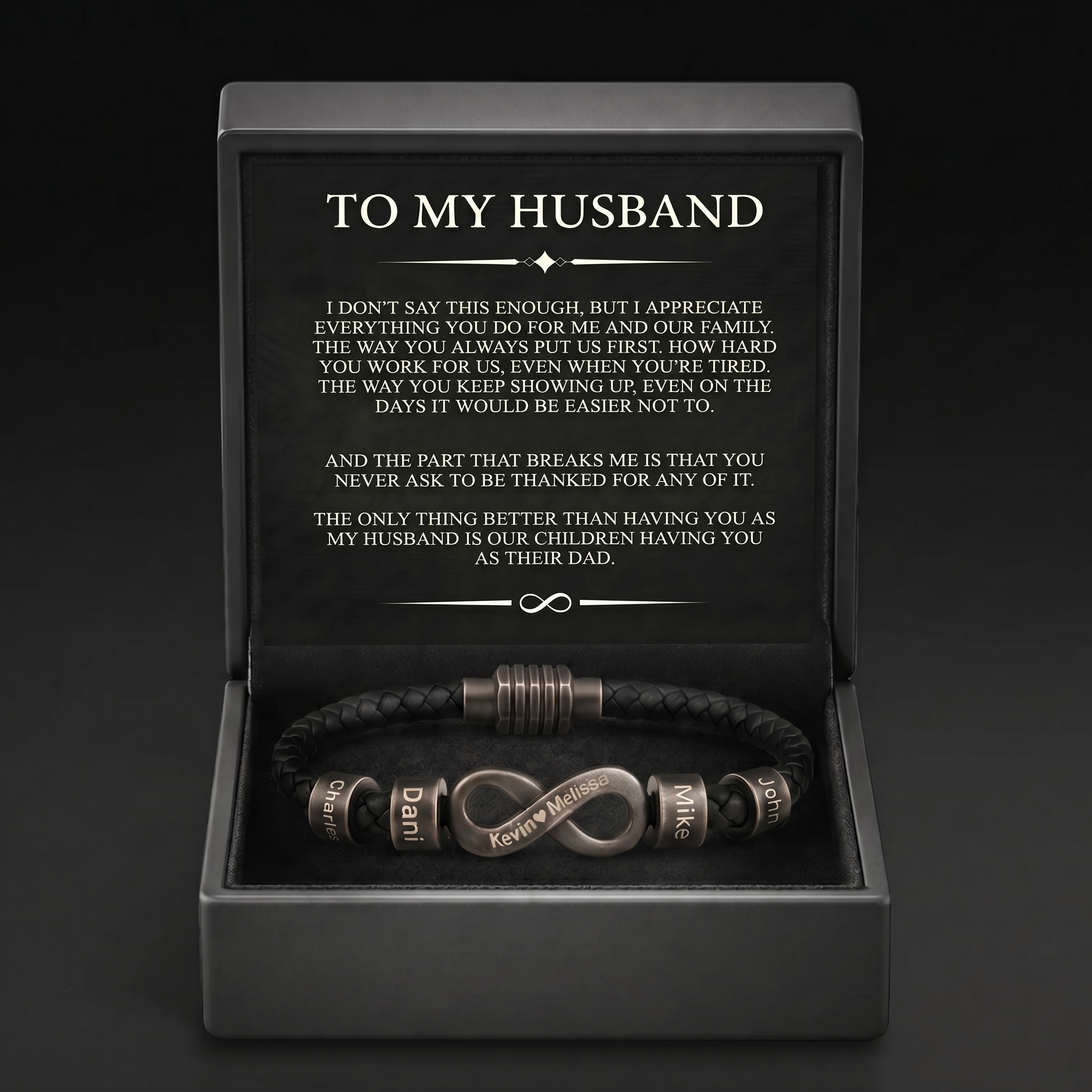 Infinity Name Bracelet - For the Man Who Holds Us Together