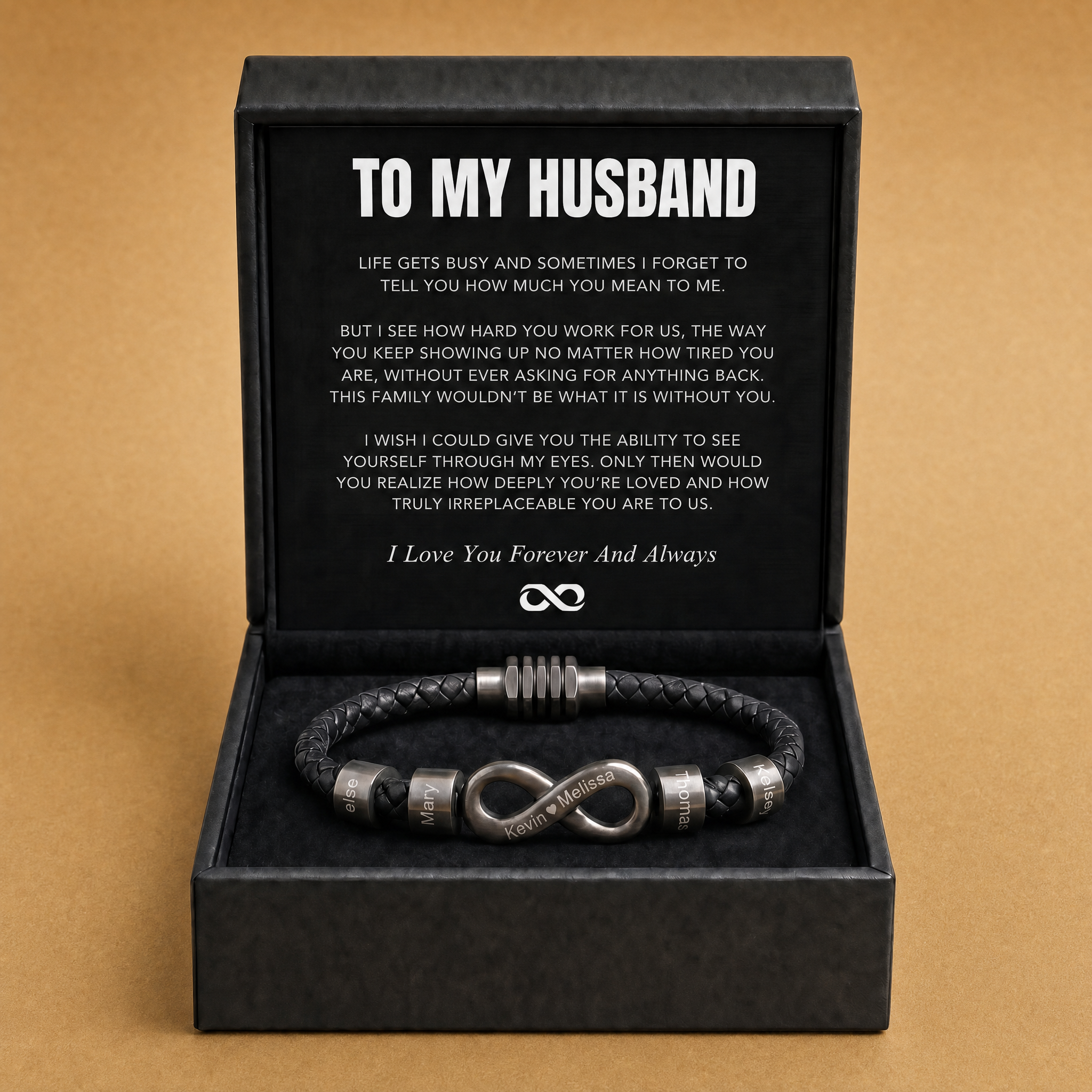 Infinity Name Bracelet - For the Man Who Holds Us Together