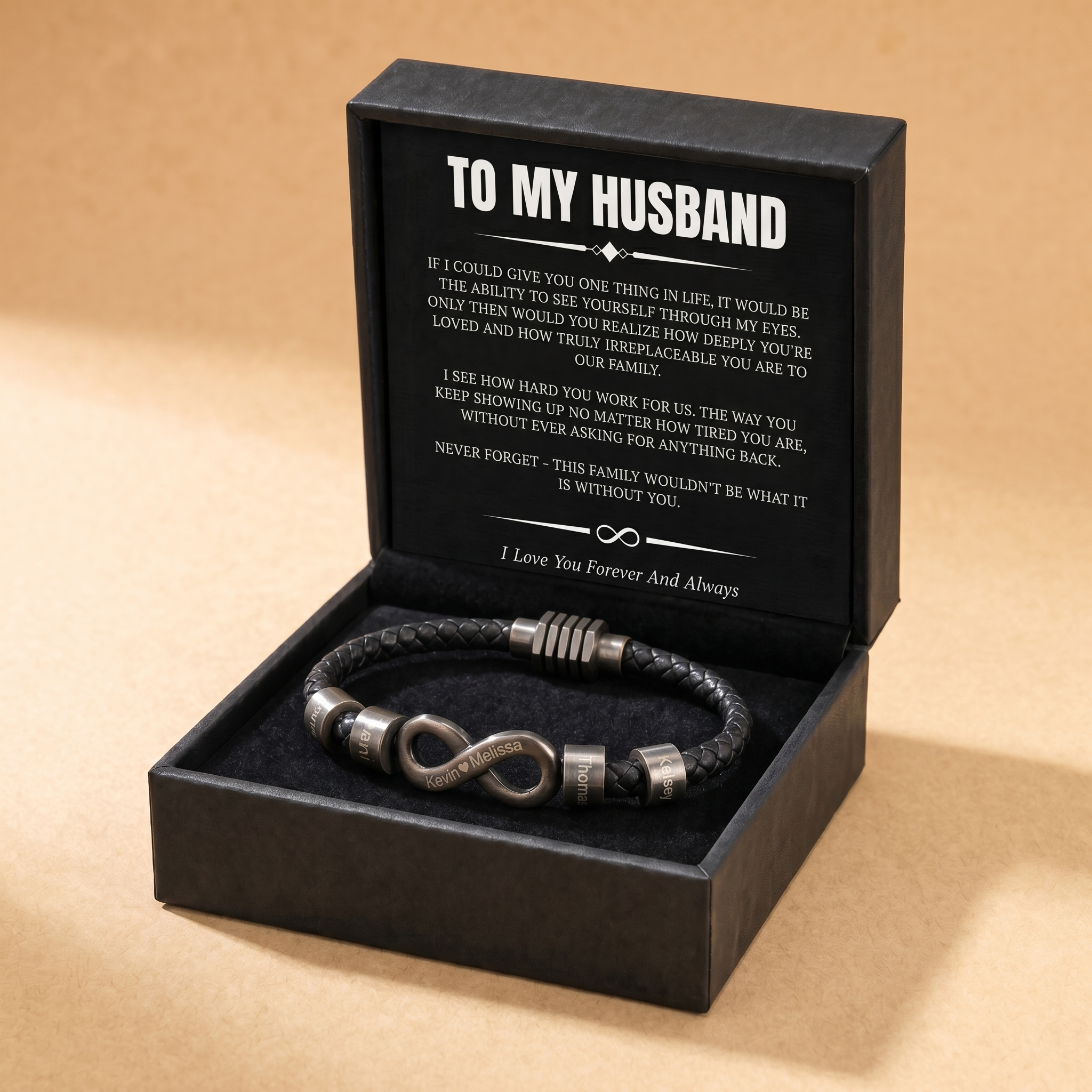 Infinity Name Bracelet - For the Man Who Holds Us Together
