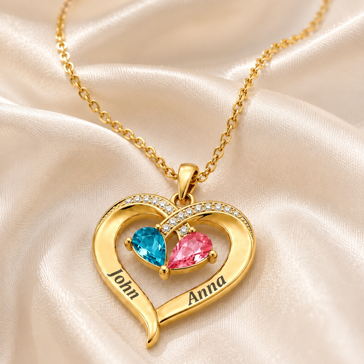 To My Wife – Birthstone Heart Necklace