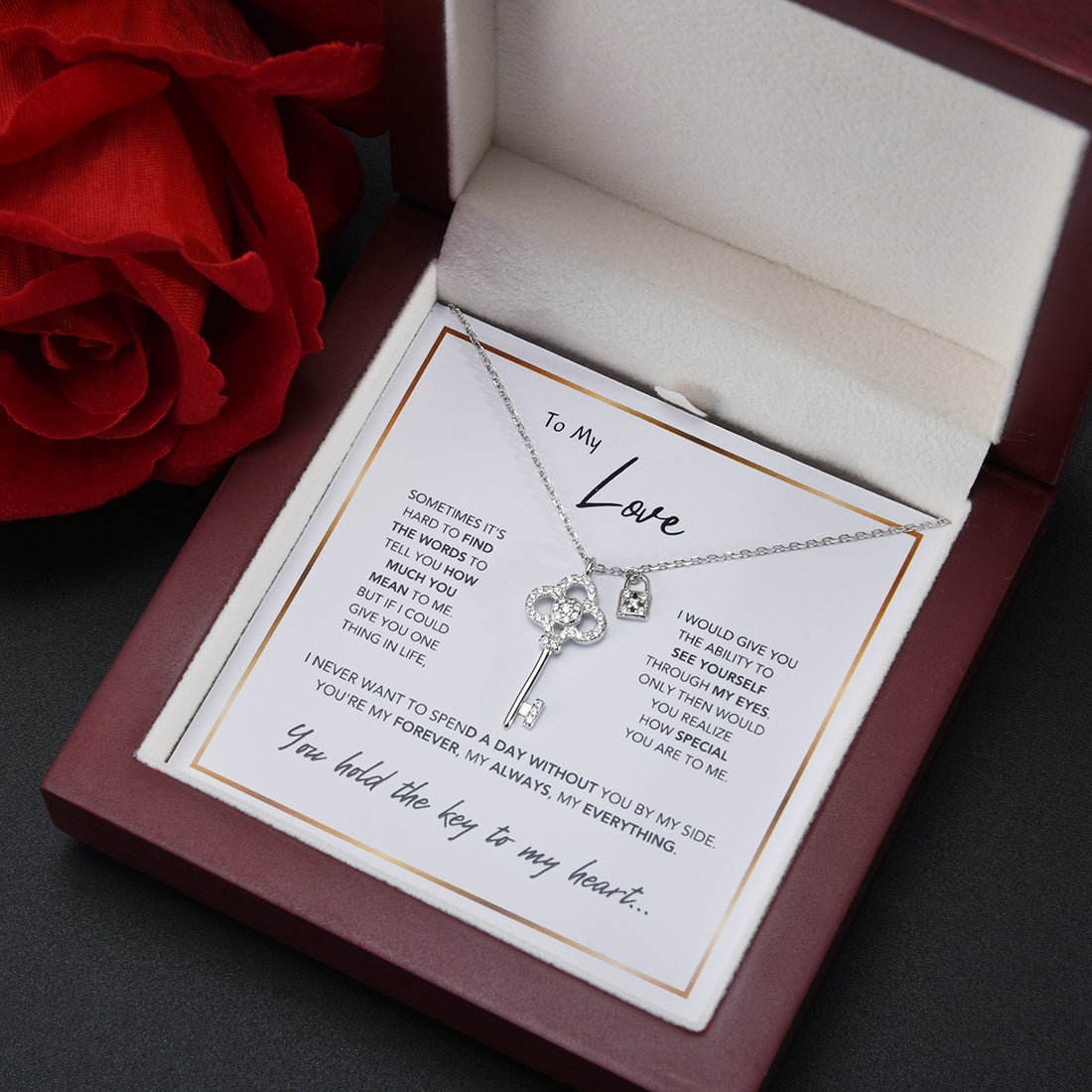 Collar "La llave de mi corazón" con caja LED de lujo