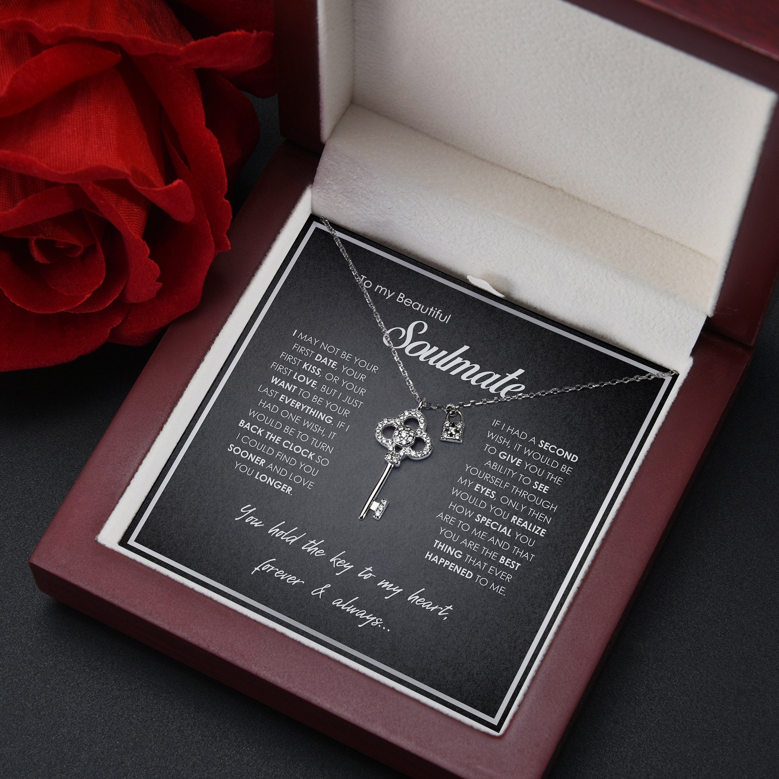Conjunto de regalo con collar "Tienes la llave de mi corazón"