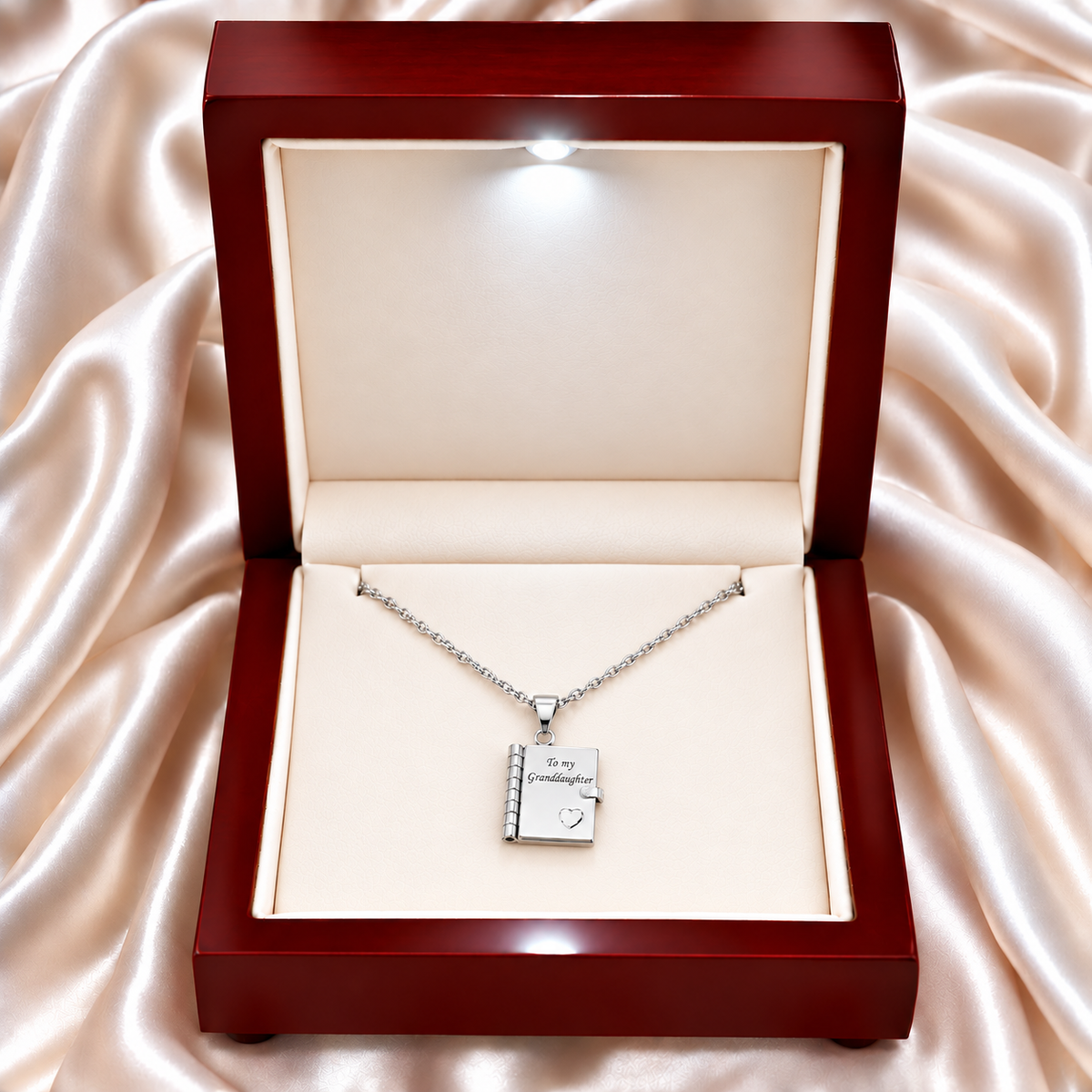 "To My Granddaughter" Engraved Book Necklace