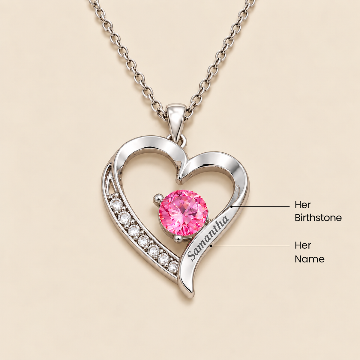 "To My Granddaughter" Birthstone Heart Necklace