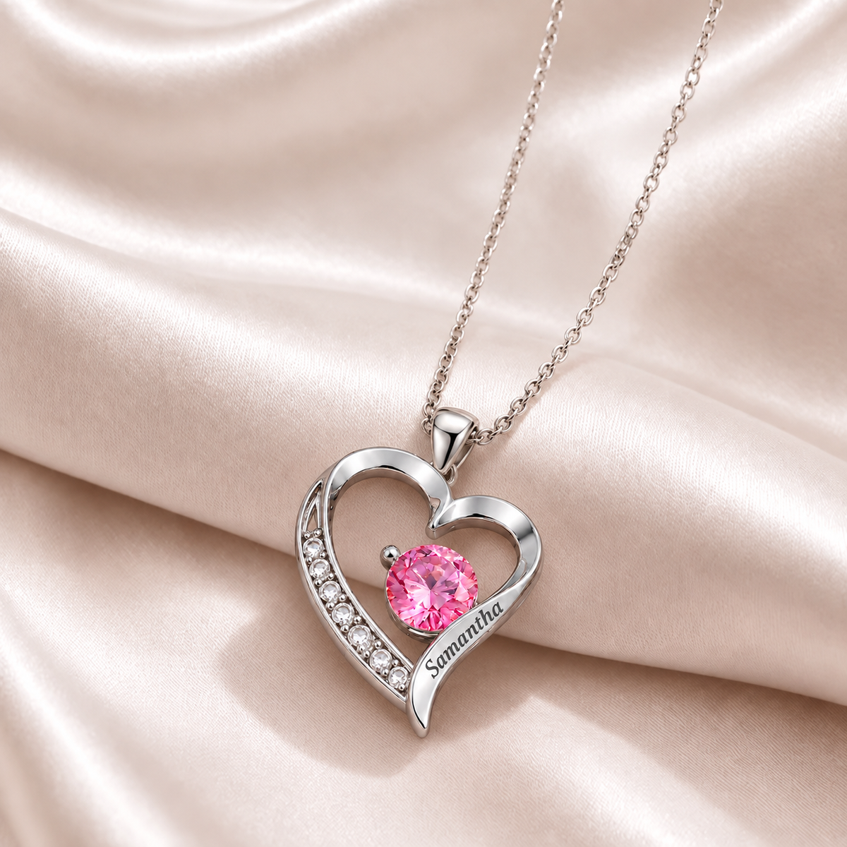 "To My Granddaughter" Birthstone Heart Necklace
