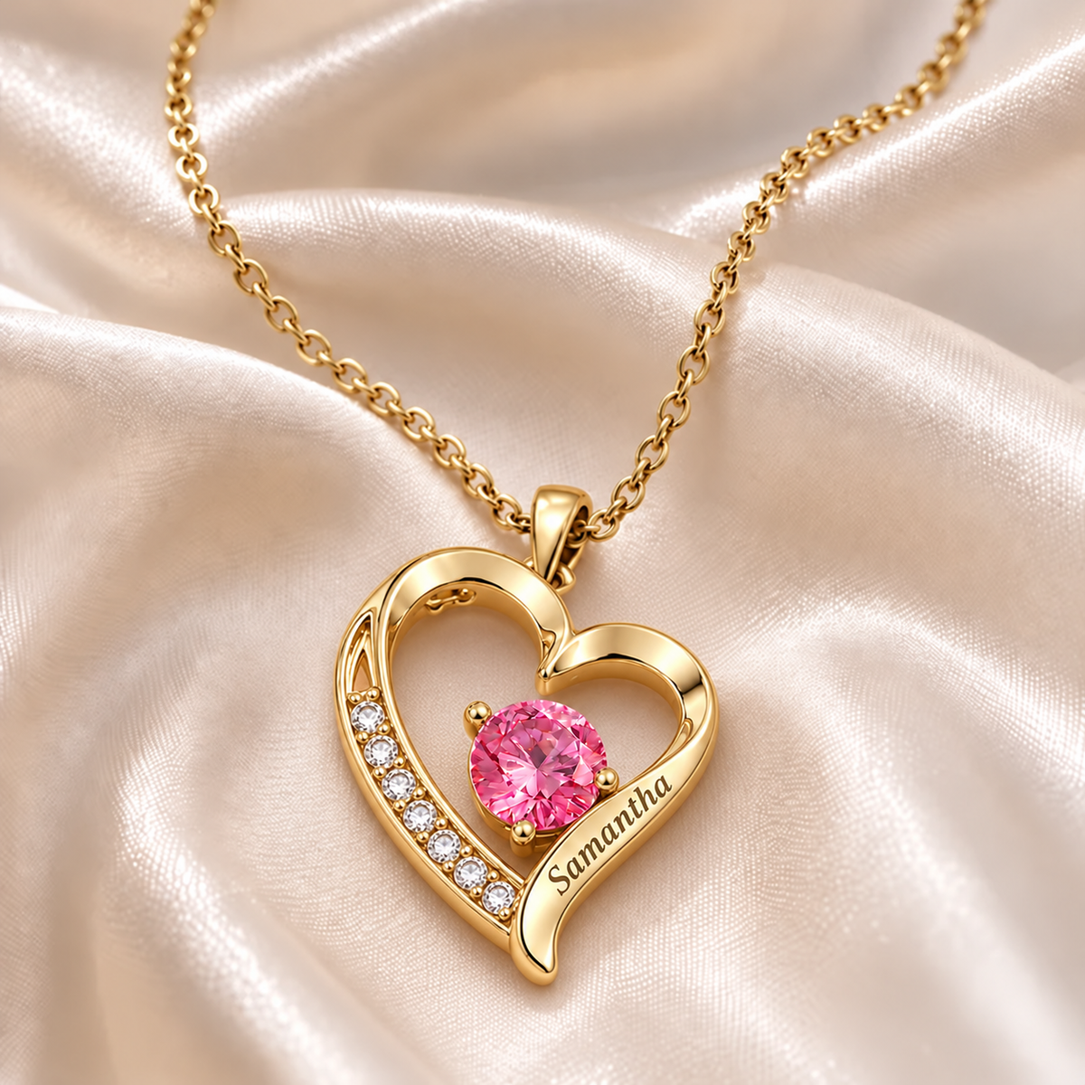 "To My Granddaughter" Birthstone Heart Necklace
