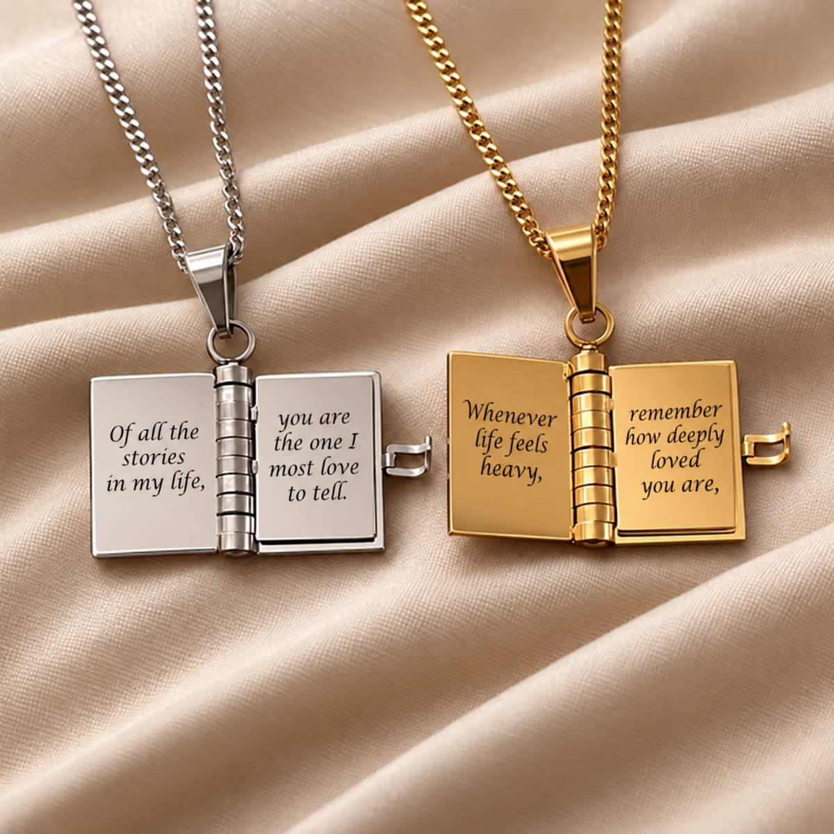 "To My Granddaughter" Engraved Book Necklace