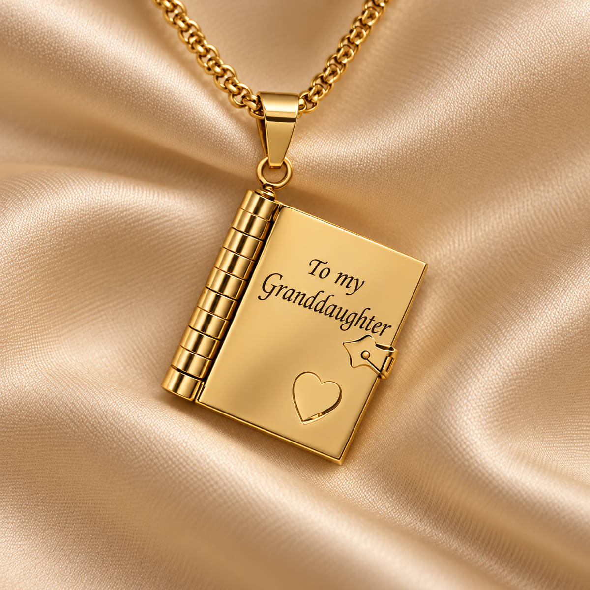 "To My Granddaughter" Engraved Book Necklace