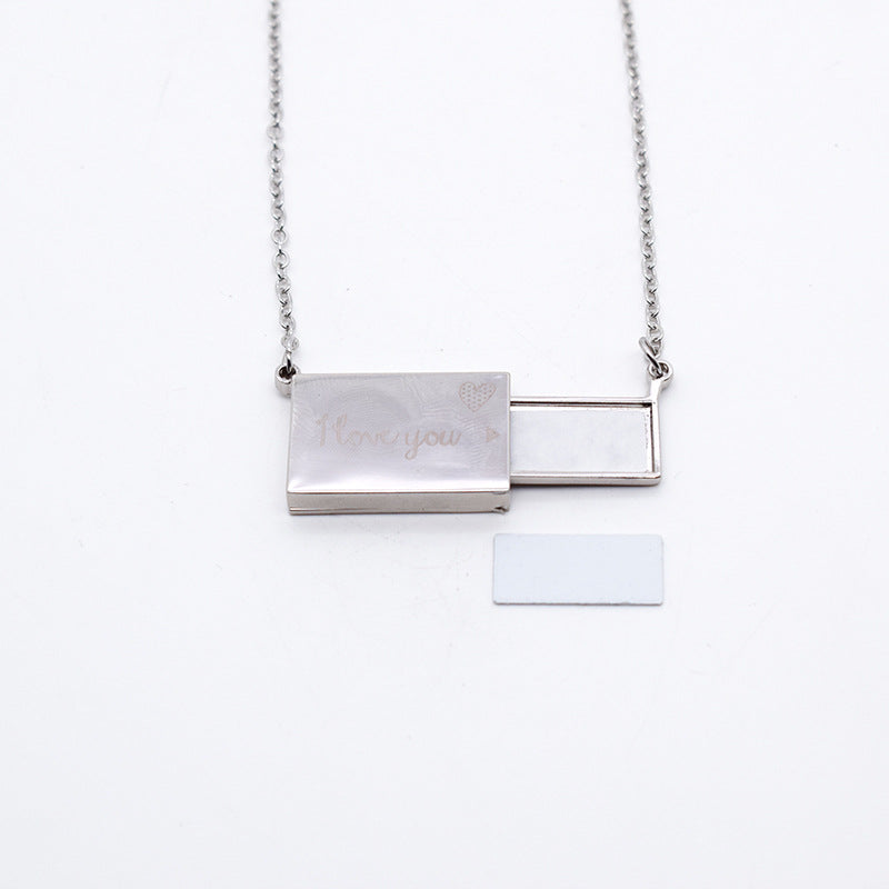 Collar con carta de amor y foto en caja Forever Rose
