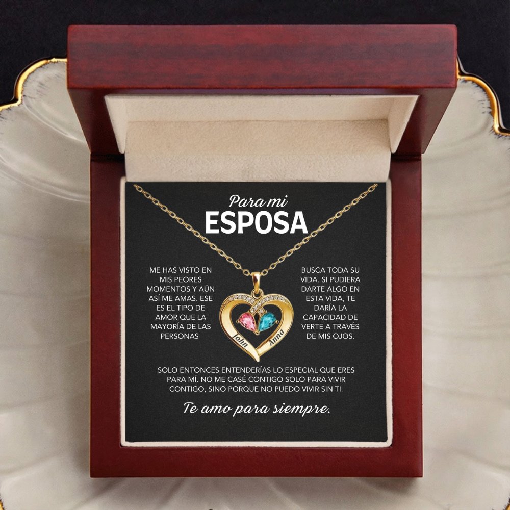 Siempre Tuya – Collar de Corazón con Piedra de Nacimiento