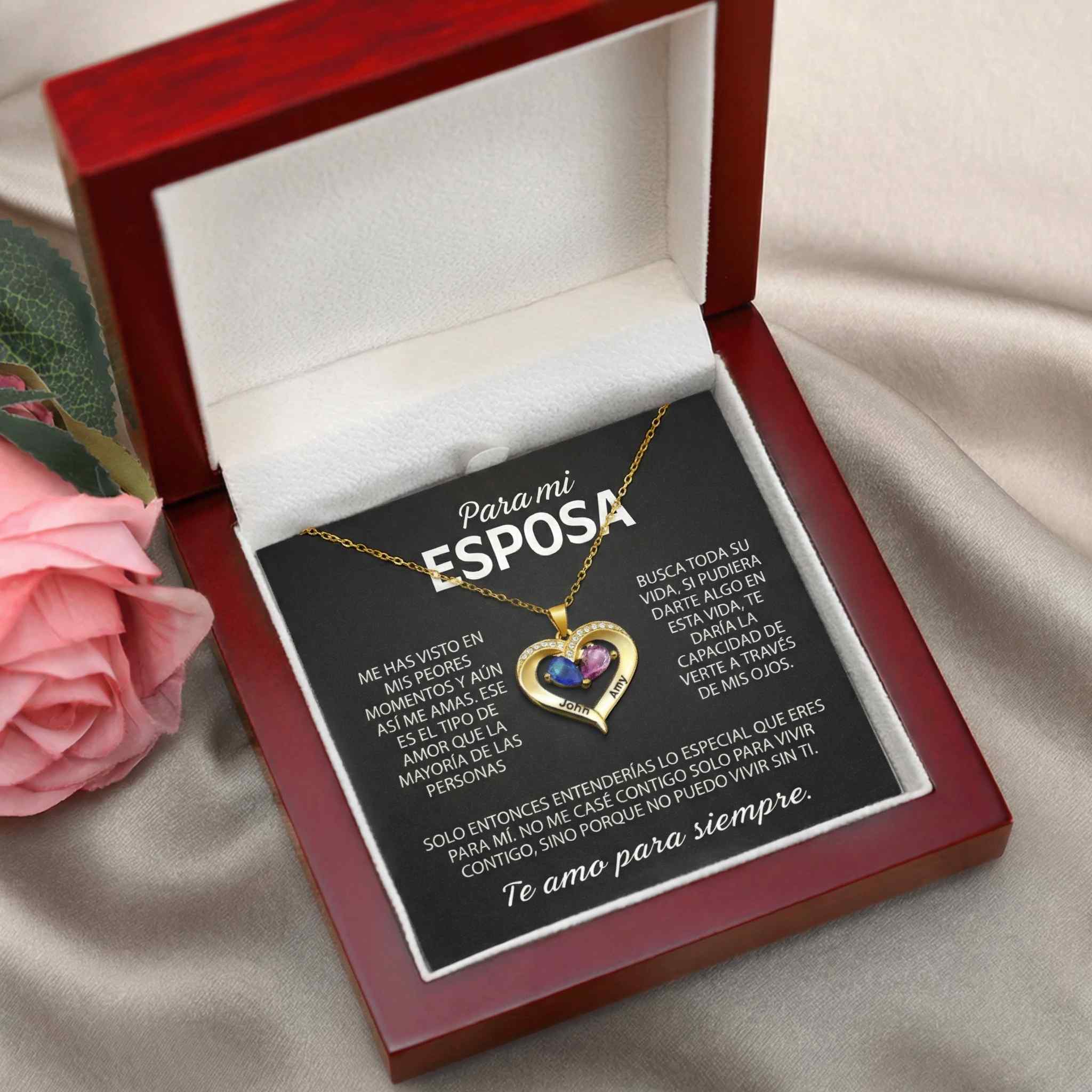 Siempre Tuya – Collar de Corazón con Piedra de Nacimiento