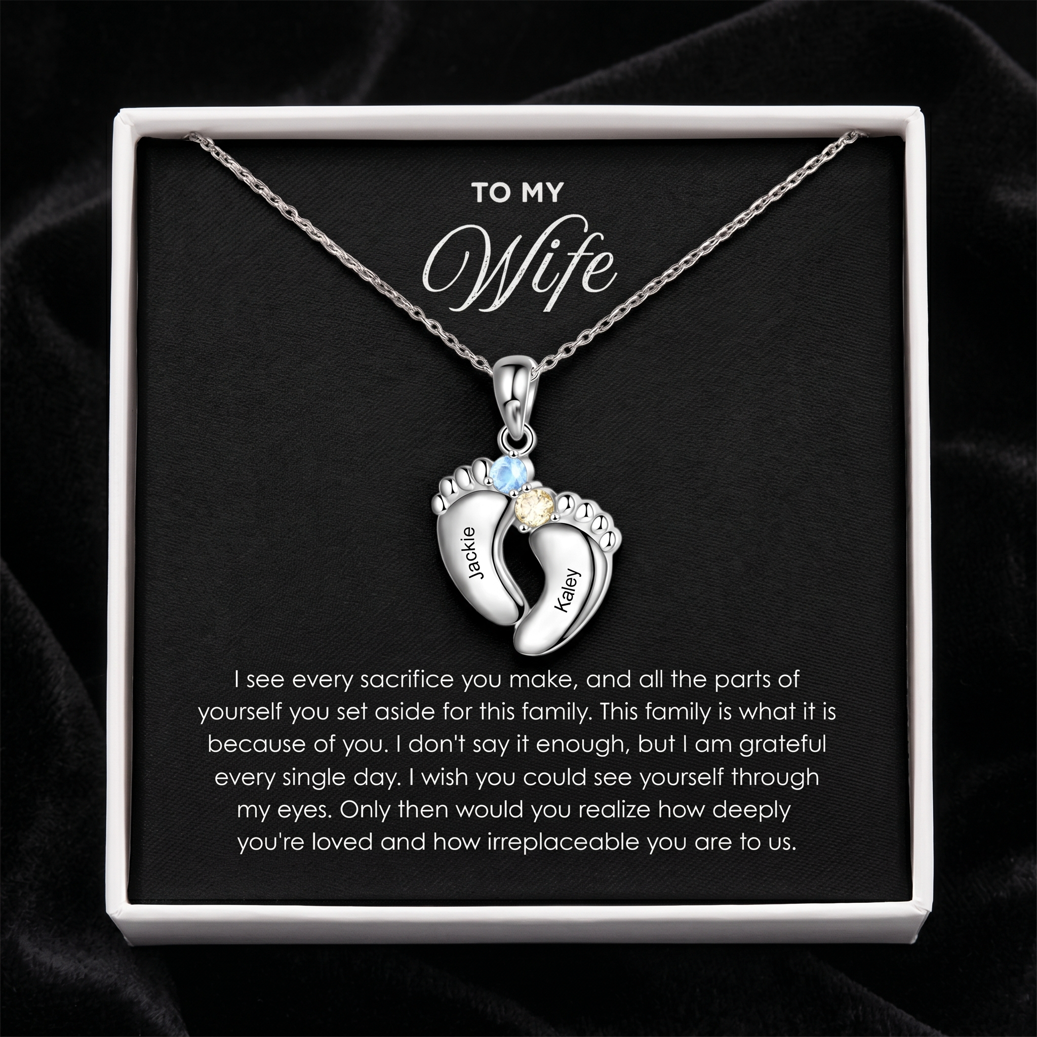 "Our Little Footprints" - Custom Name Baby Feet Necklace