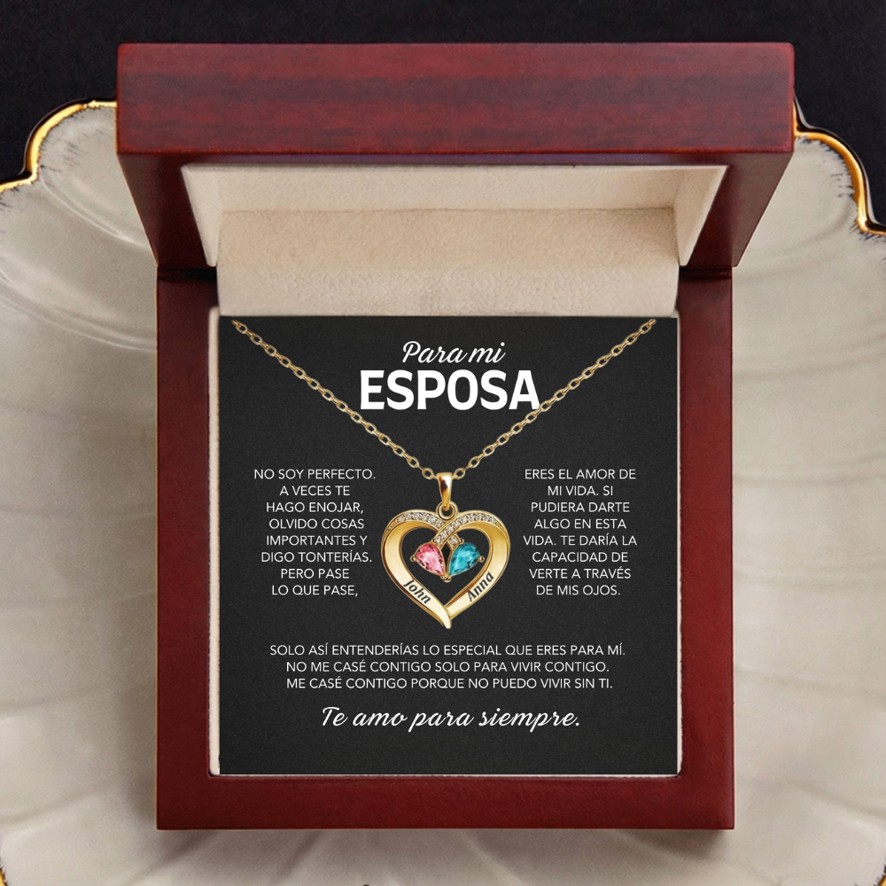 Siempre Tuya – Collar de Corazón con Piedra de Nacimiento