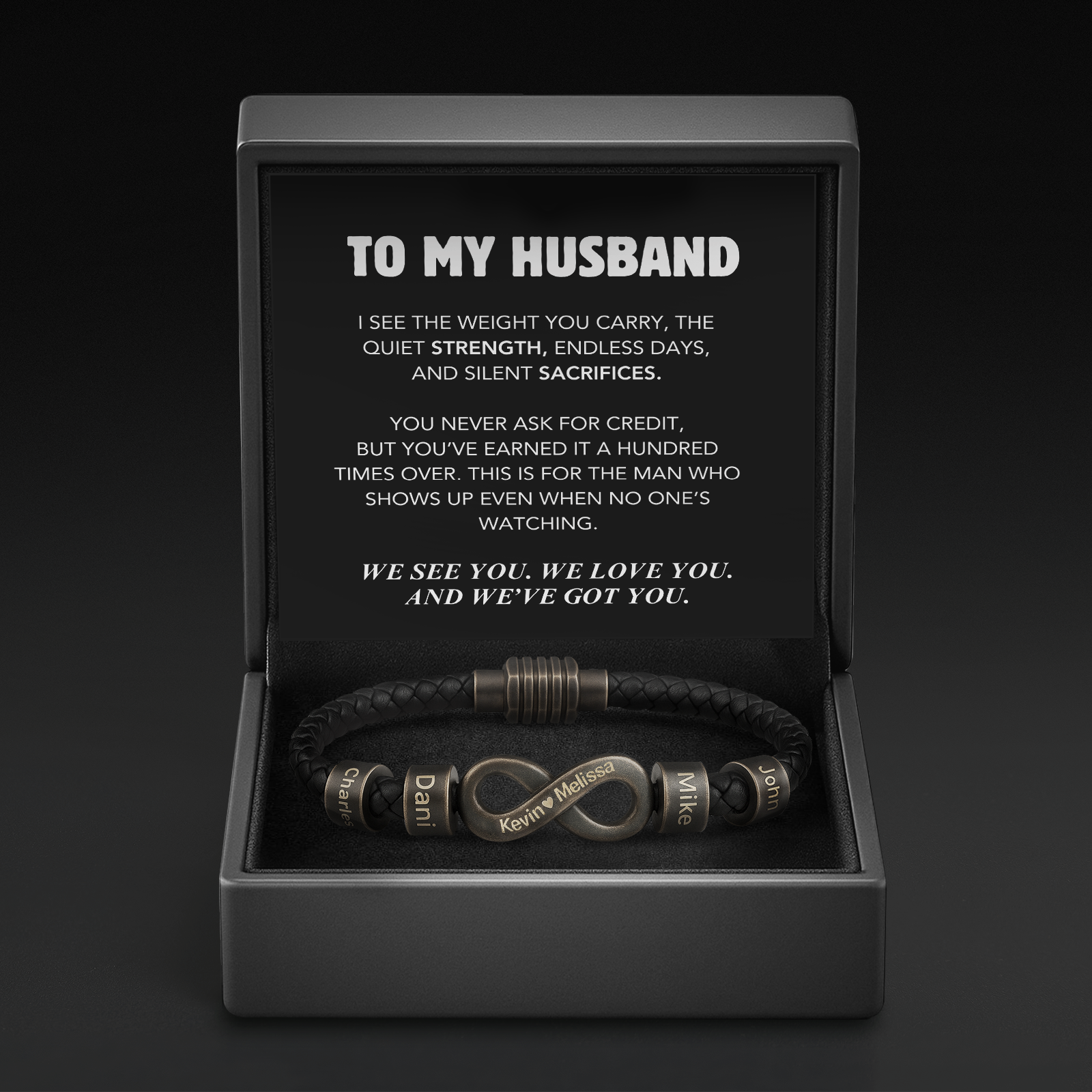 Infinity Name Bracelet - For the Man Who Holds Us Together