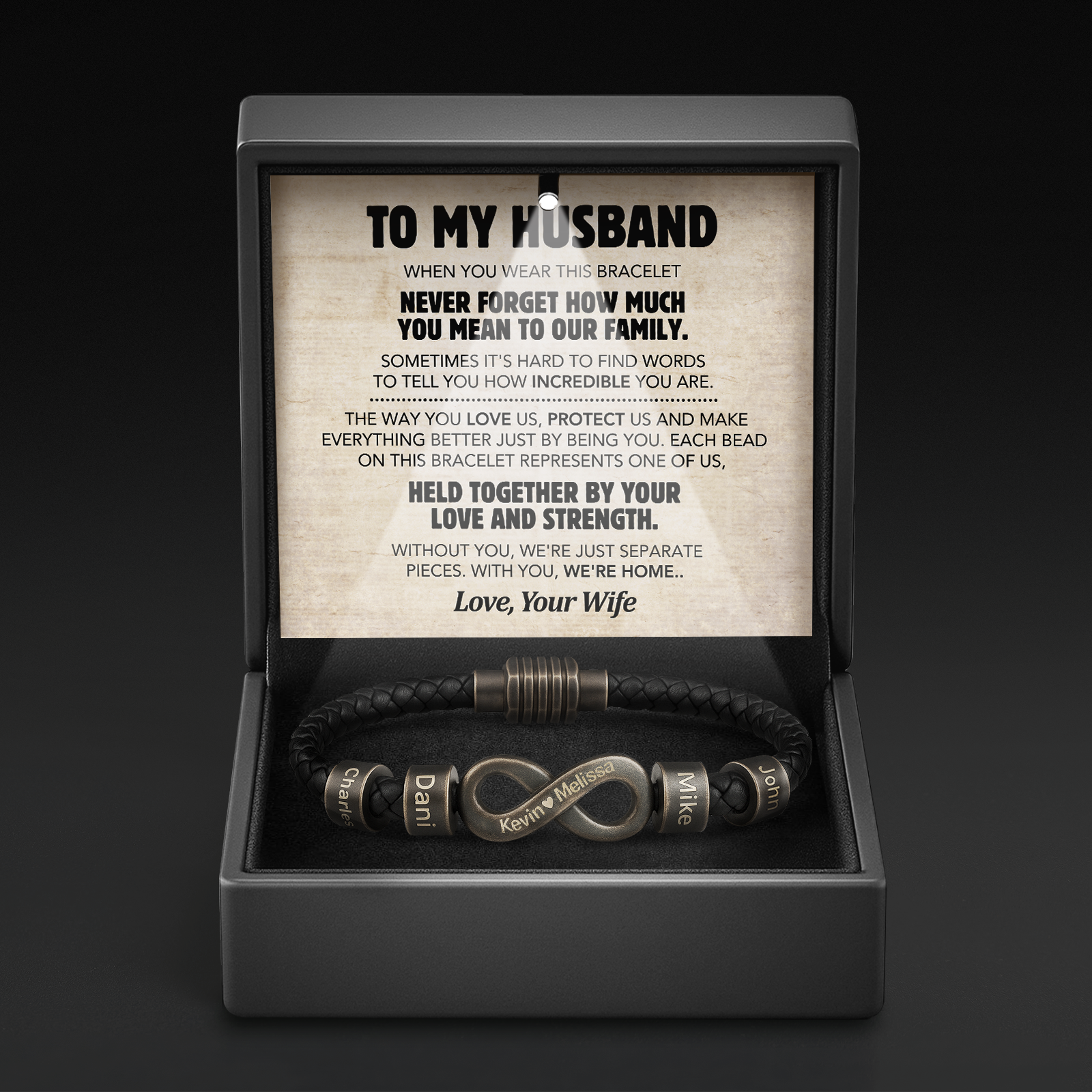 Infinity Name Bracelet - For the Man Who Holds Us Together