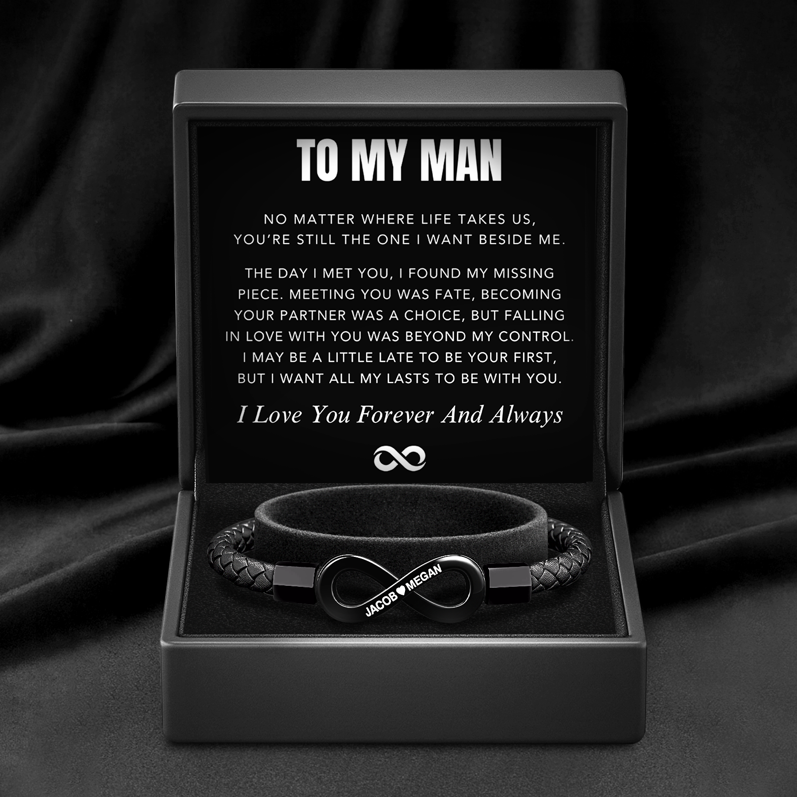 "Para mi hombre": pulsera personalizada con el infinito