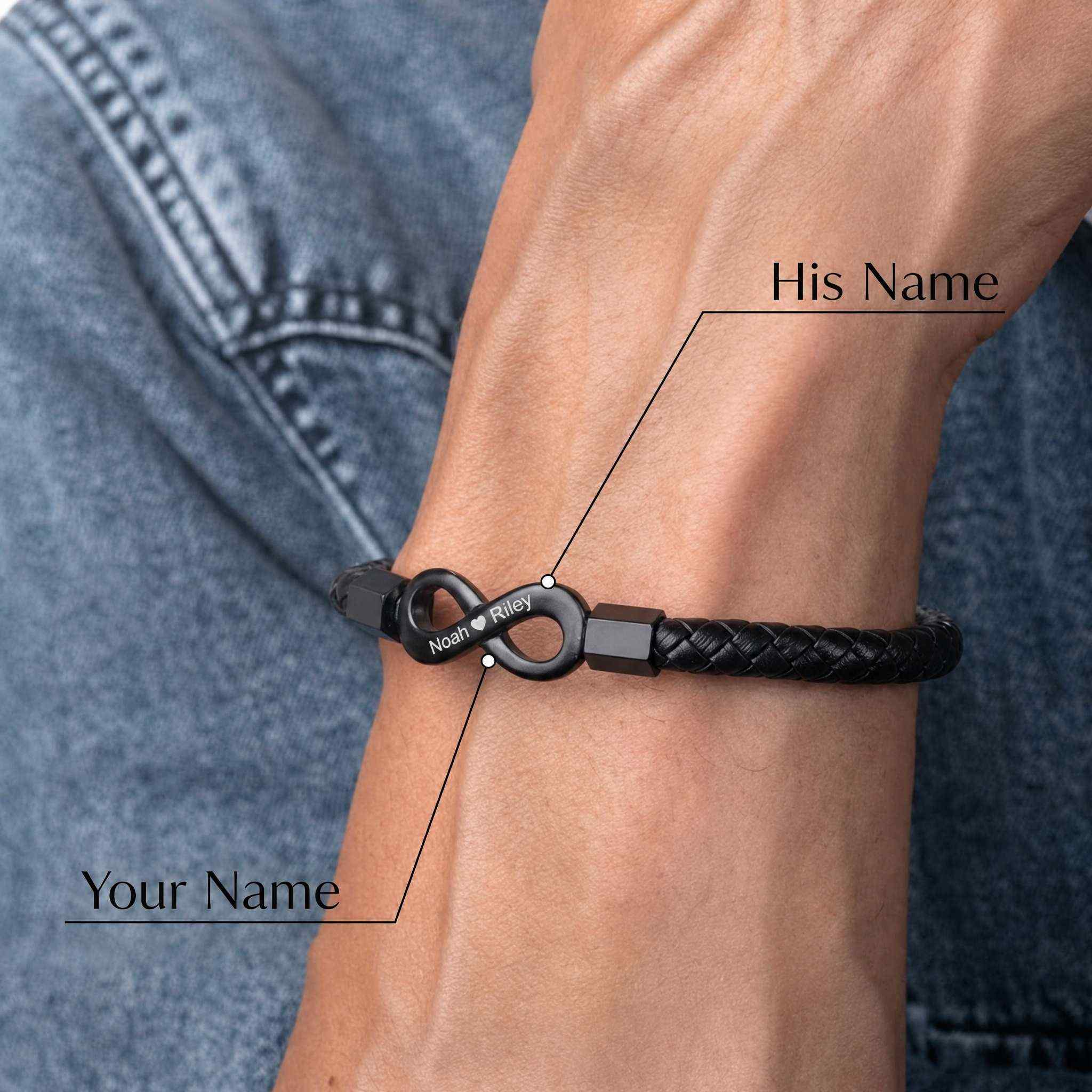 "Para mi hombre": pulsera personalizada con el infinito