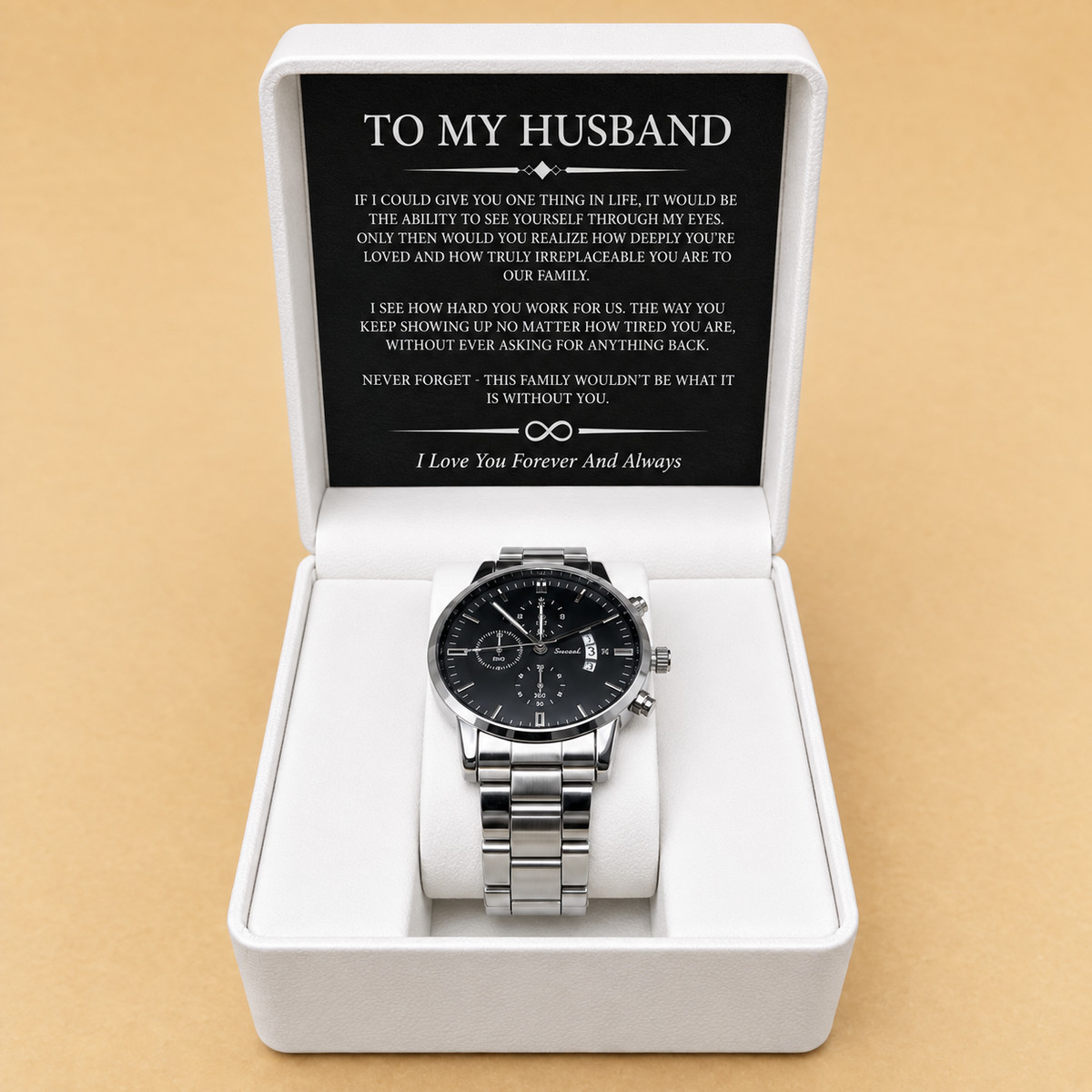 To My Husband - Engraved Stainless Steel Watch