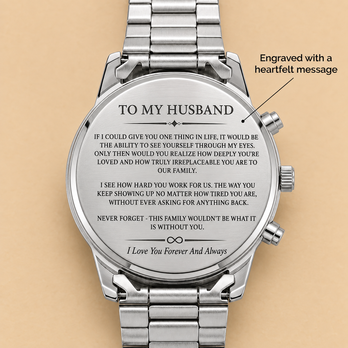 To My Husband - Engraved Stainless Steel Watch