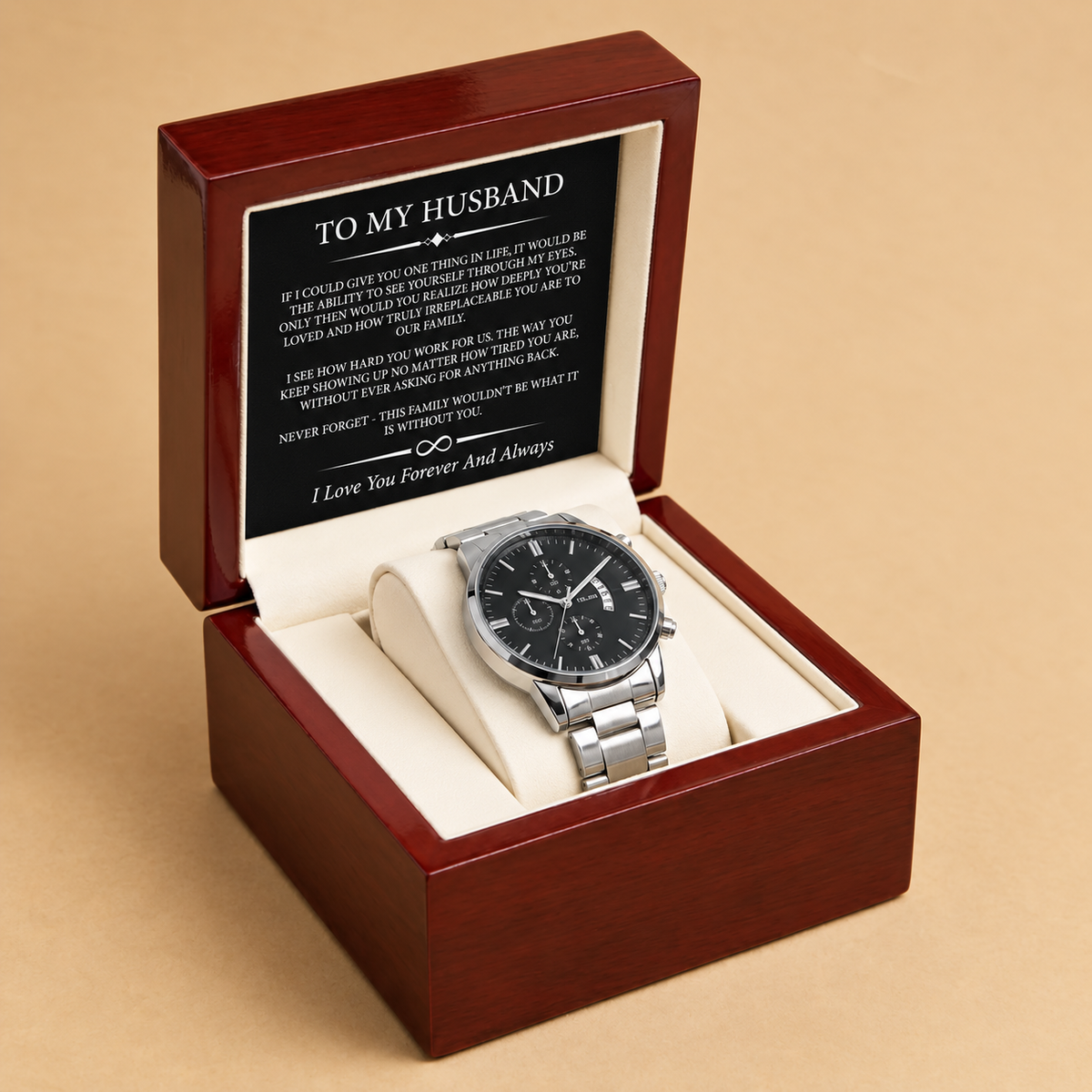 To My Husband - Engraved Stainless Steel Watch