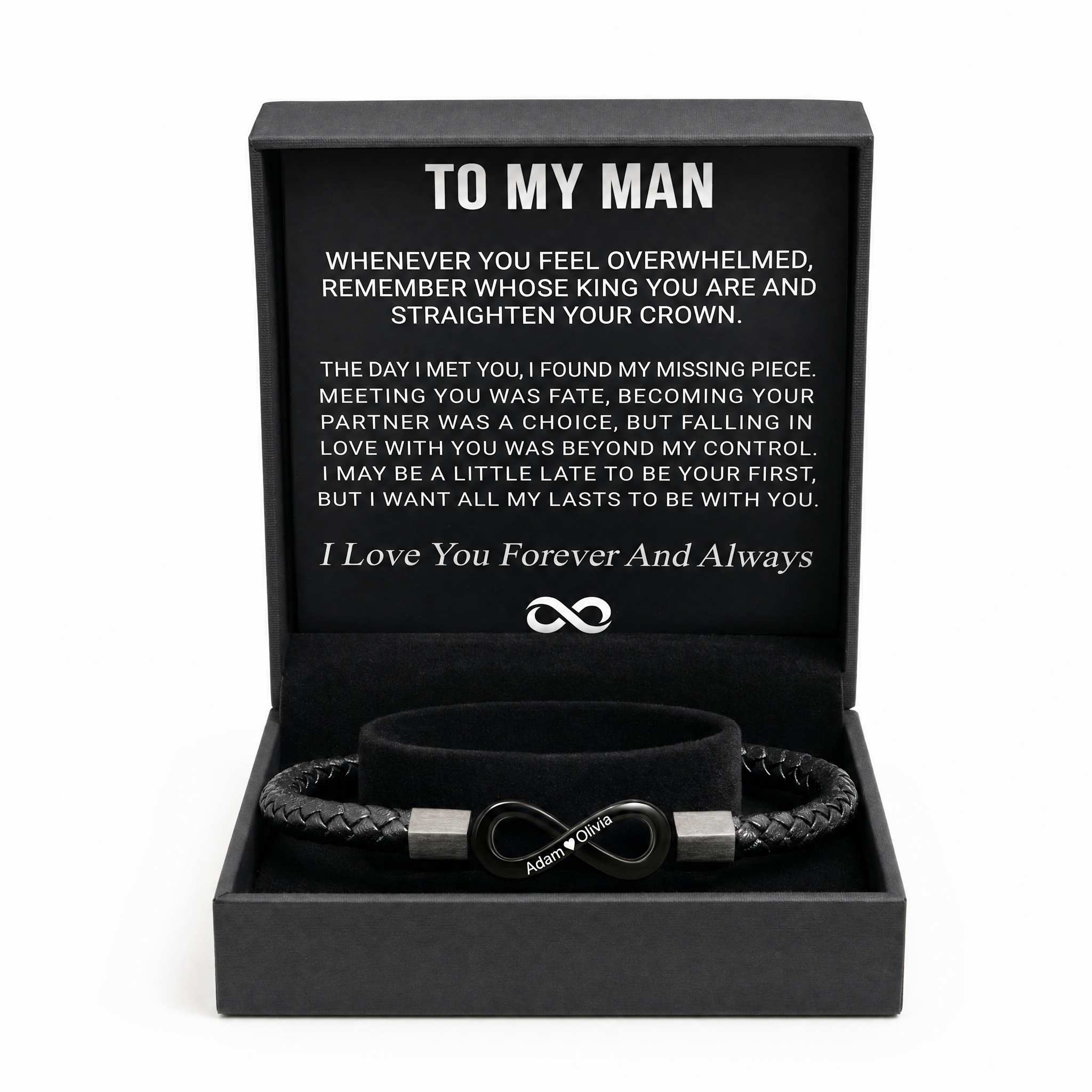 "Para mi hombre": pulsera personalizada con el infinito