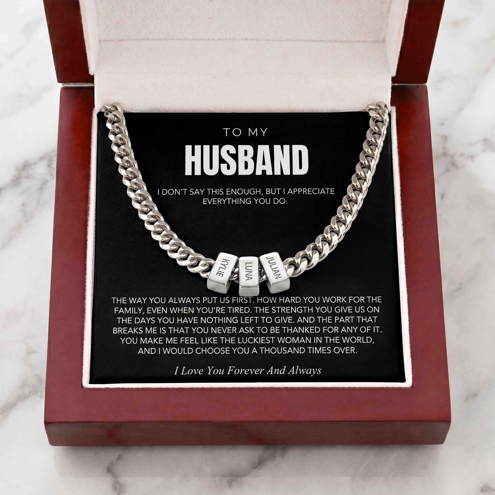 Family Name Necklace - For the Man Who Holds Us Together