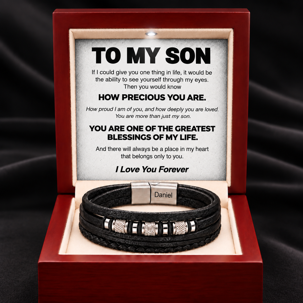 To My Son - Braided Leather Style Bracelet