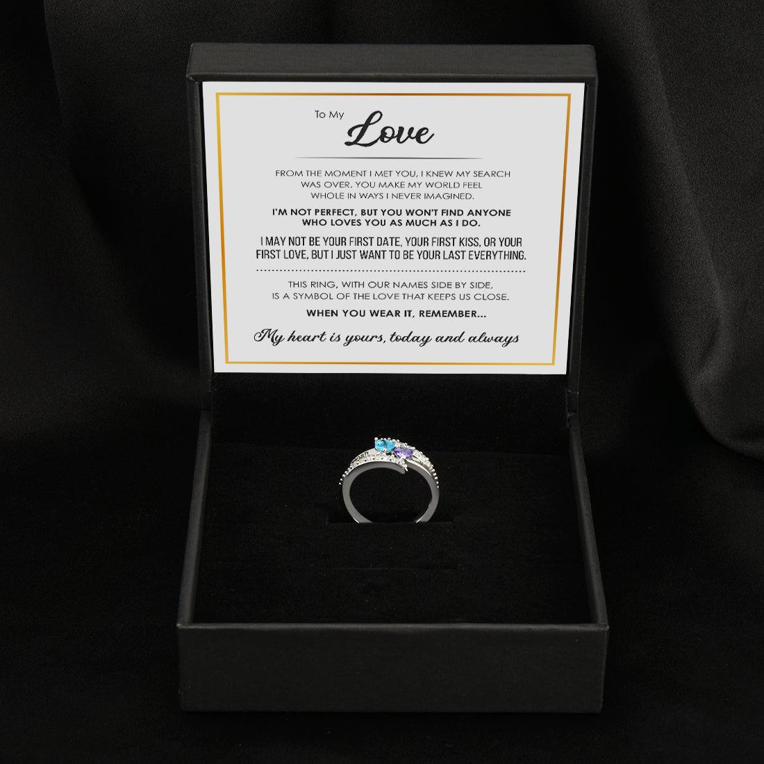 Anillo de pareja con piedra de nacimiento personalizada