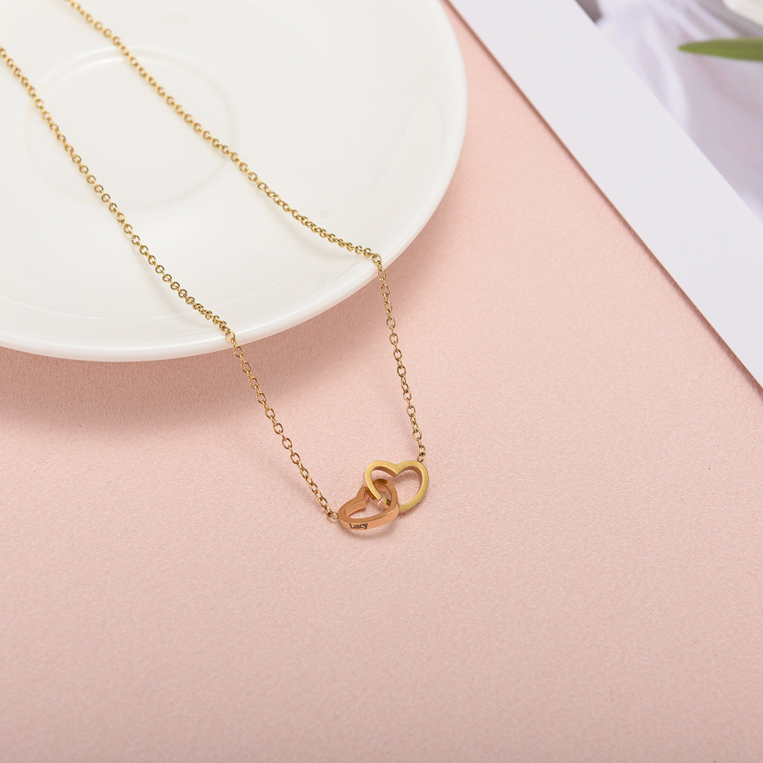 Conjunto de regalo de collar personalizado "Corazones juntos por siempre"