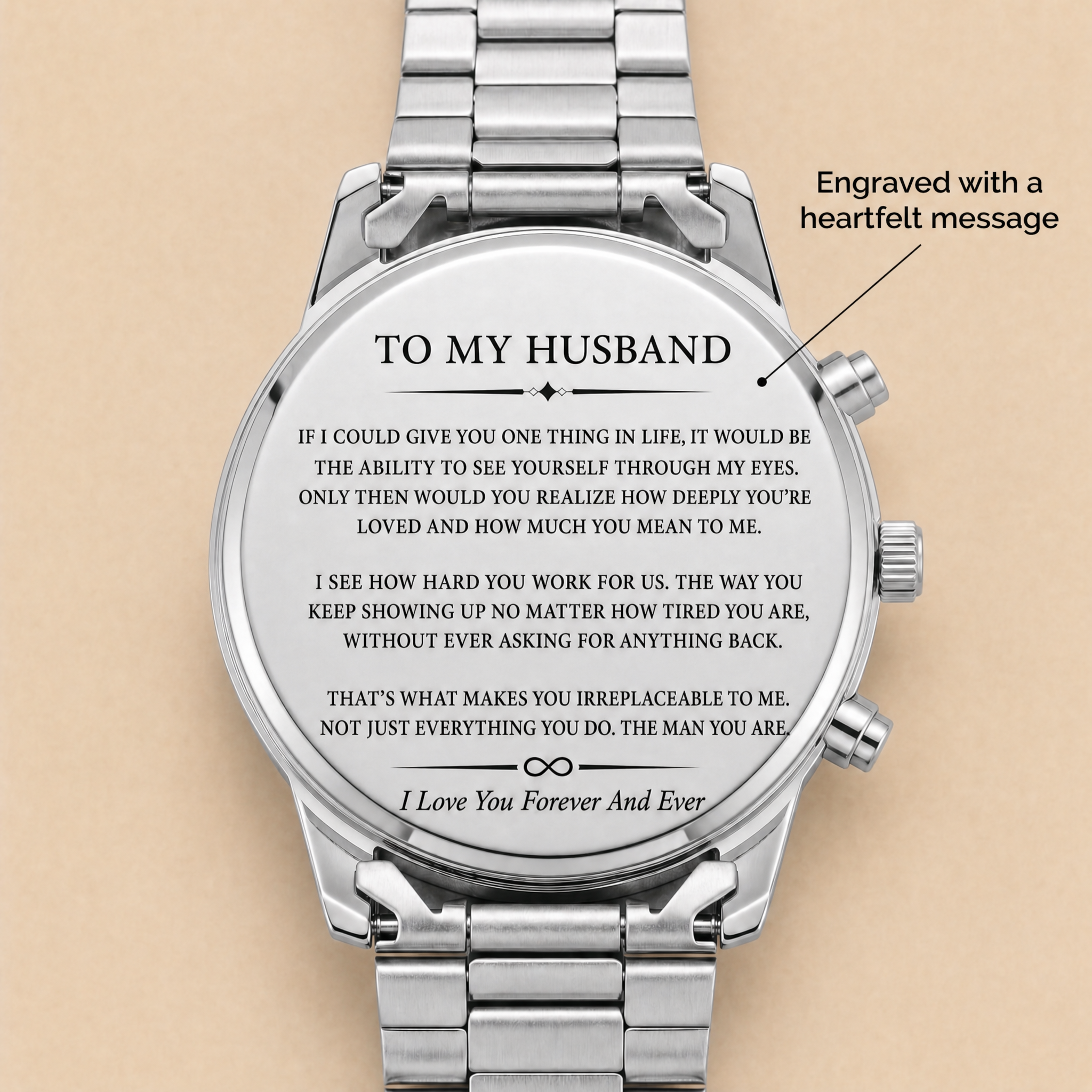 To My Husband - Engraved Stainless Steel Watch