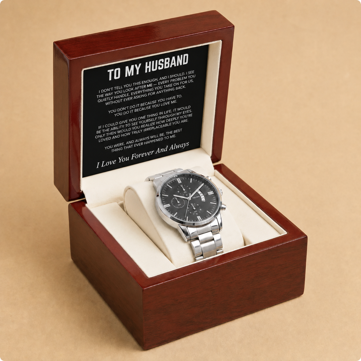 To My Husband - Engraved Stainless Steel Watch