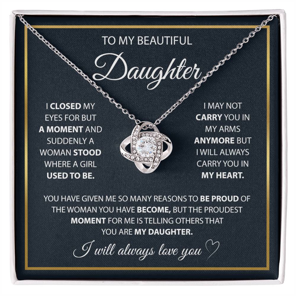 Para mi hija: un conjunto de regalo de collar con el mensaje "A Lifetime of Love"