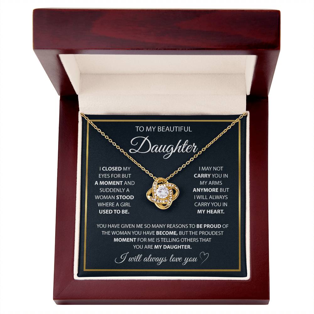 Para mi hija: un conjunto de regalo de collar con el mensaje "A Lifetime of Love"