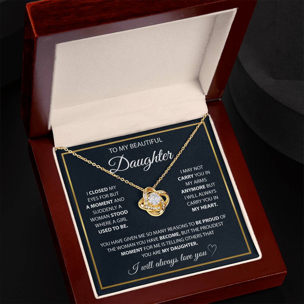 Para mi hija: un conjunto de regalo de collar con el mensaje "A Lifetime of Love"