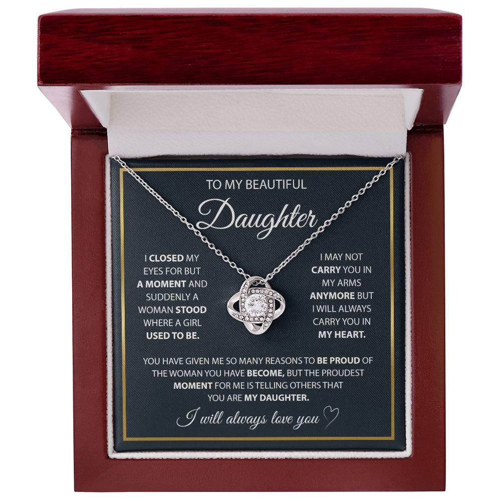 Para mi hija: un conjunto de regalo de collar con el mensaje "A Lifetime of Love"