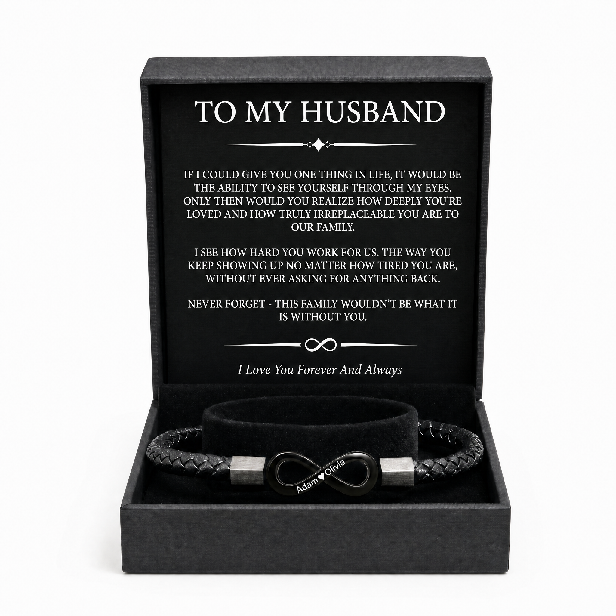 "Para mi hombre": pulsera personalizada con el infinito