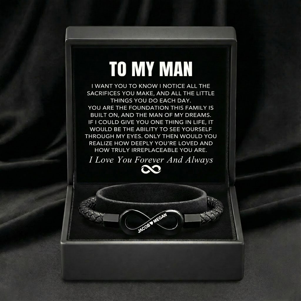 "Para mi hombre": pulsera personalizada con el infinito