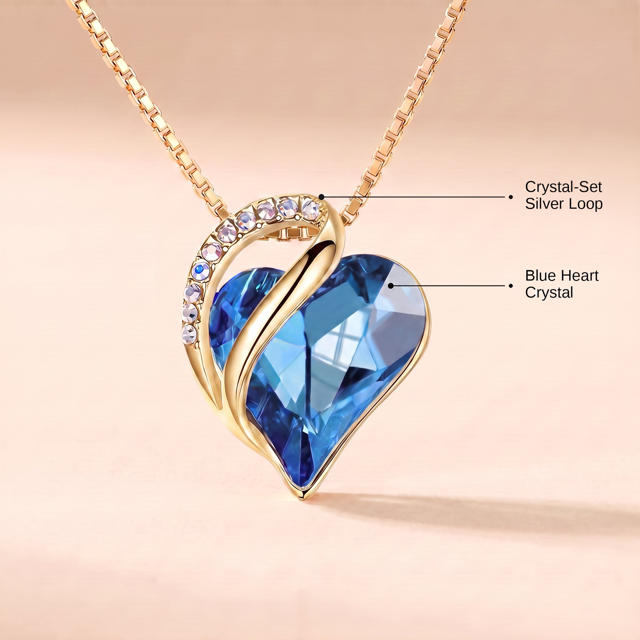 To My Wife – Birthstone Heart Crystal Necklace