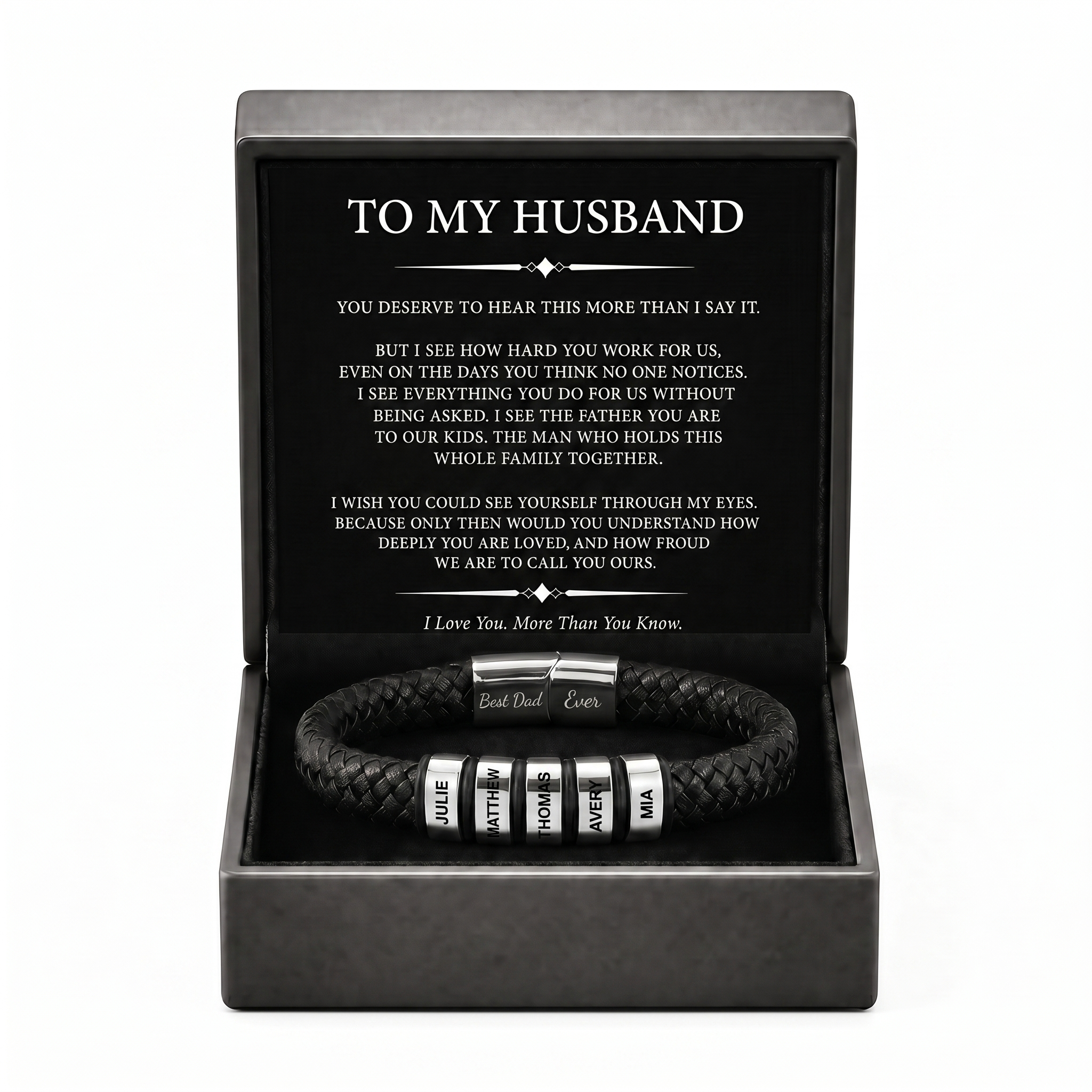 Family Forever - Juego de pulseras de cuero personalizadas
