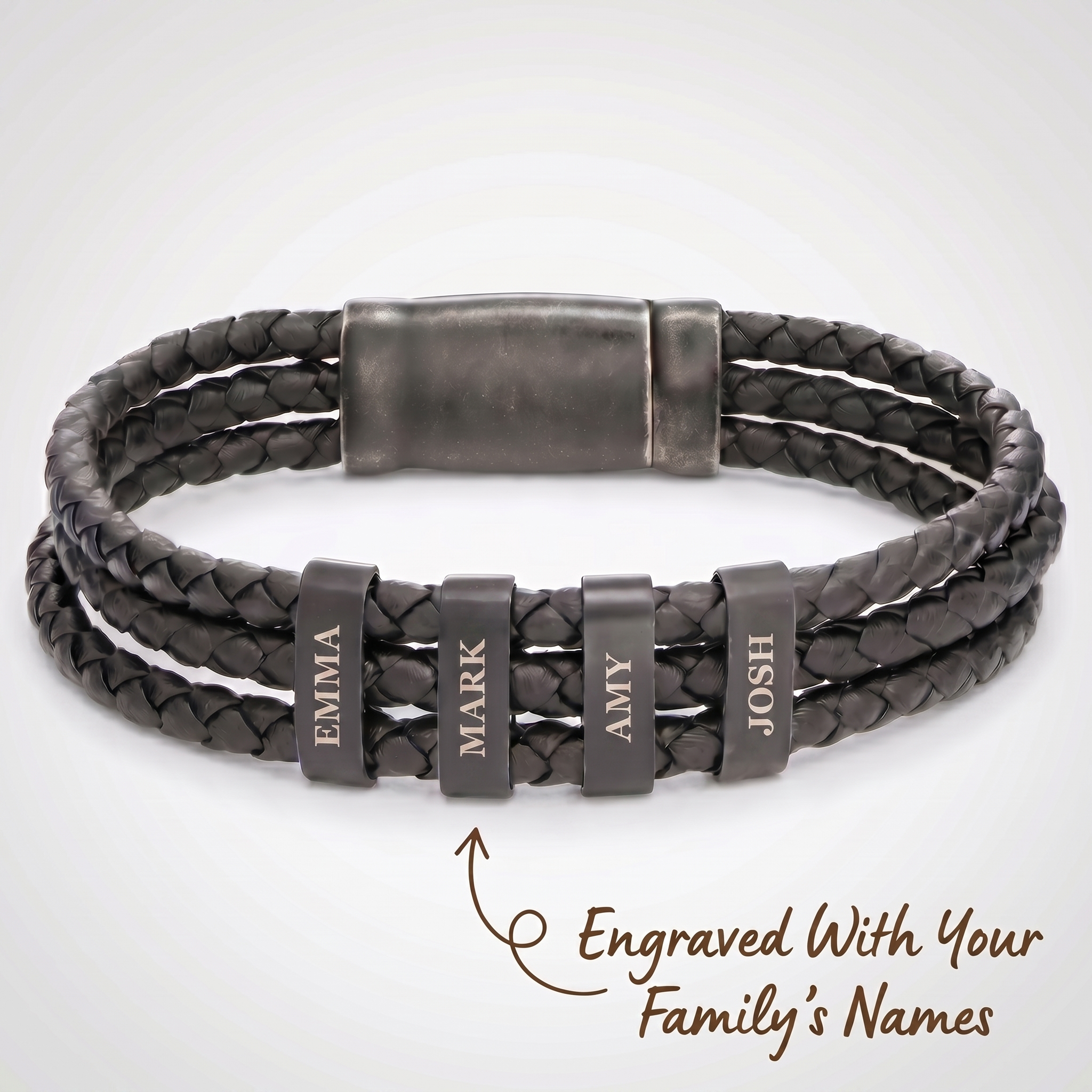 Family Forever - Juego de pulseras de cuero personalizadas