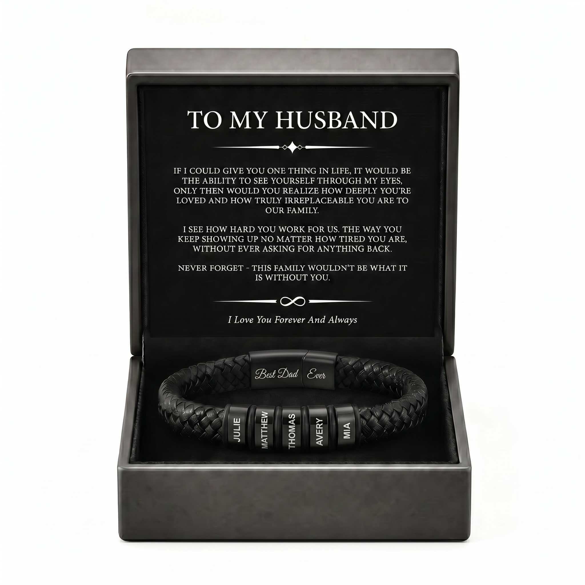 Family Forever - Juego de pulseras de cuero personalizadas