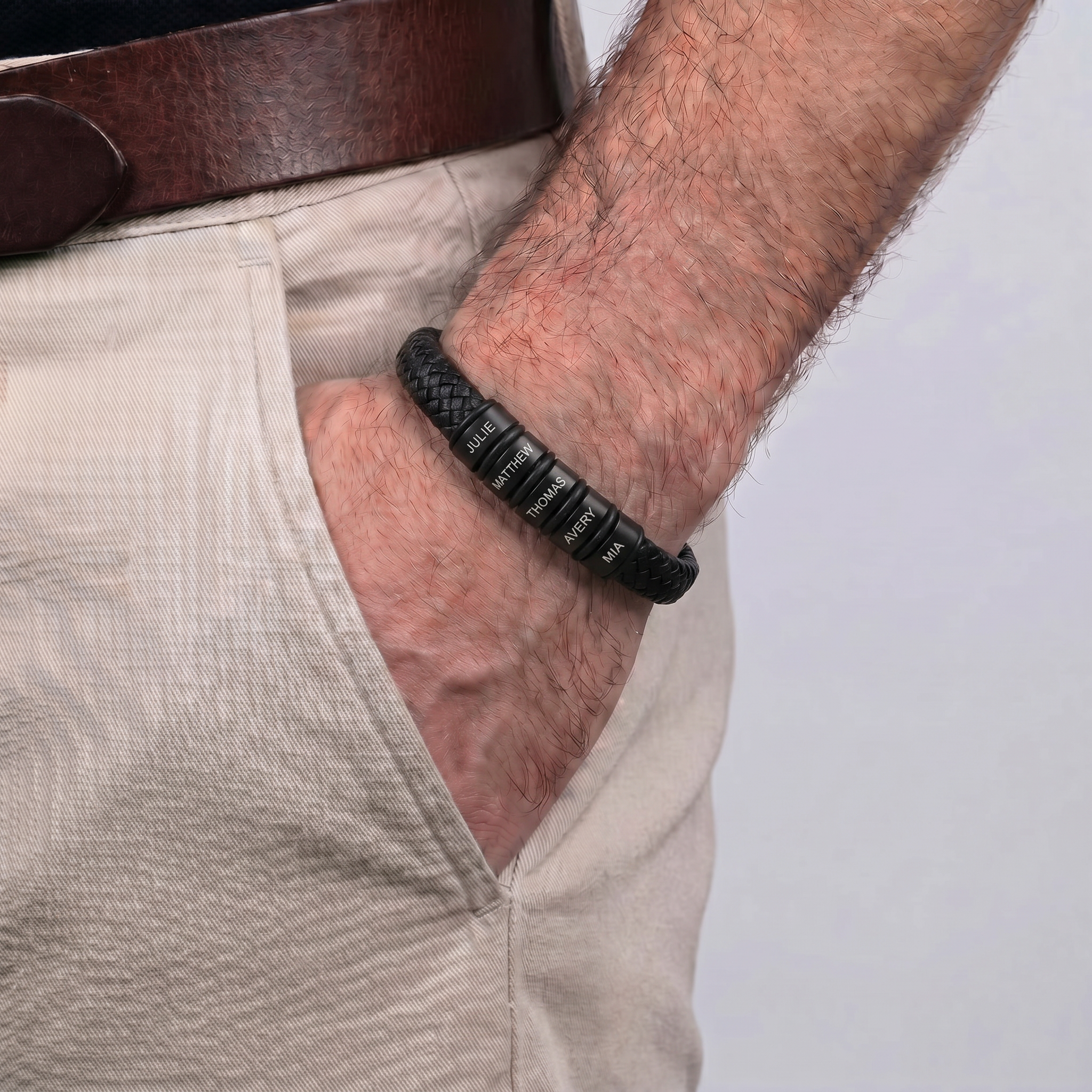 Family Forever - Juego de pulseras de cuero personalizadas