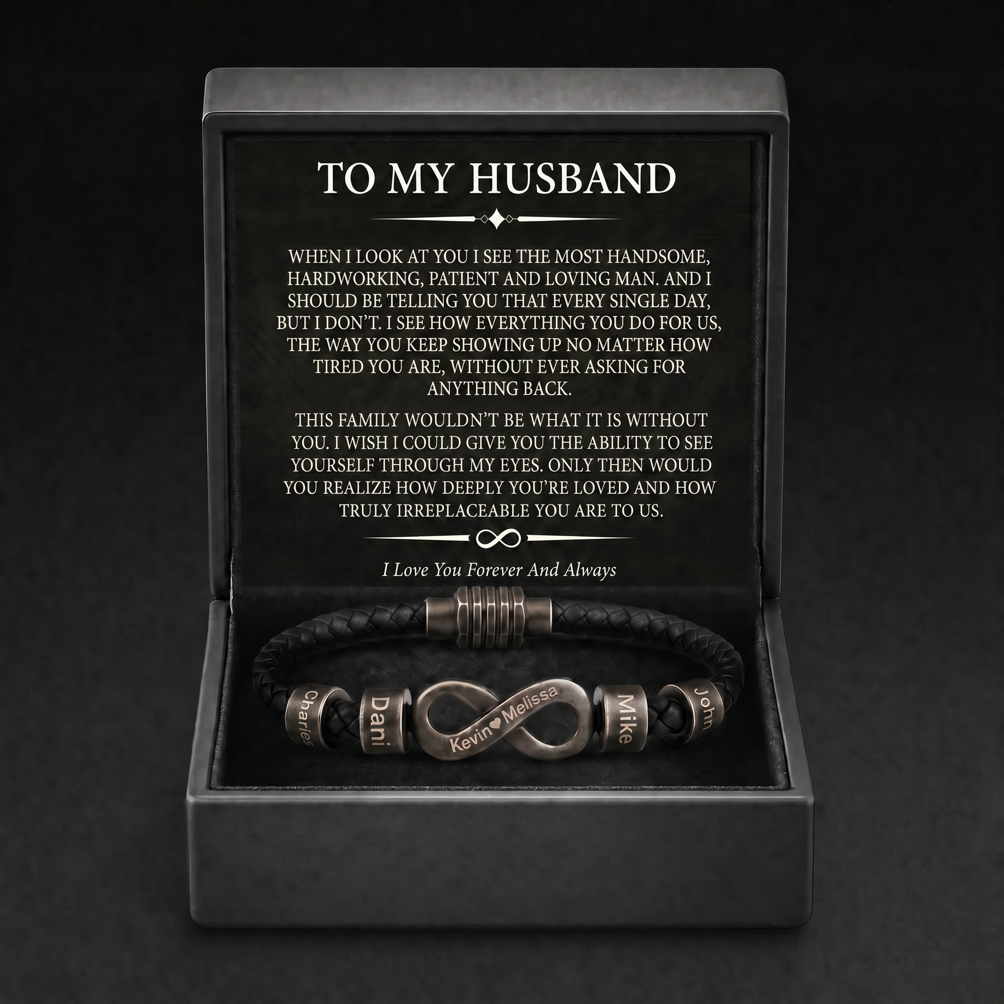 Infinity Name Bracelet - For the Man Who Holds Us Together
