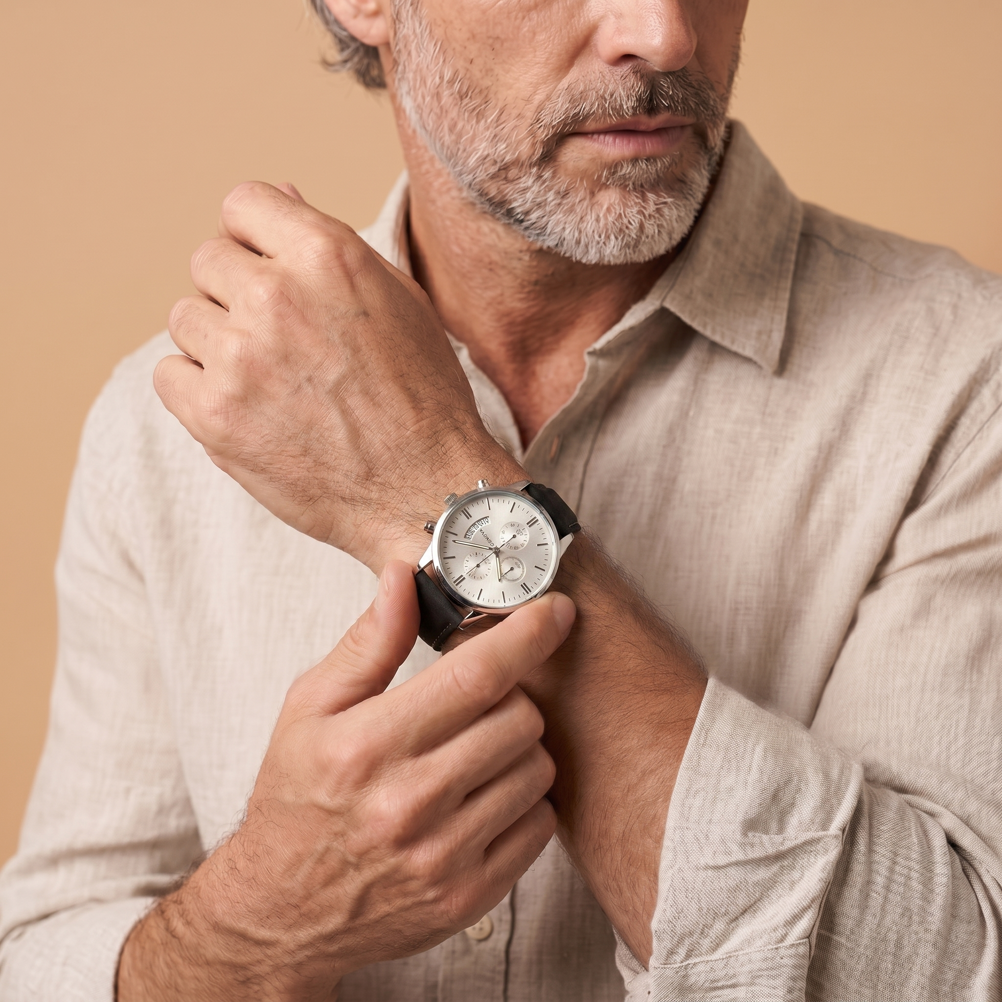 To My Husband - Engraved Leather Strap Watch