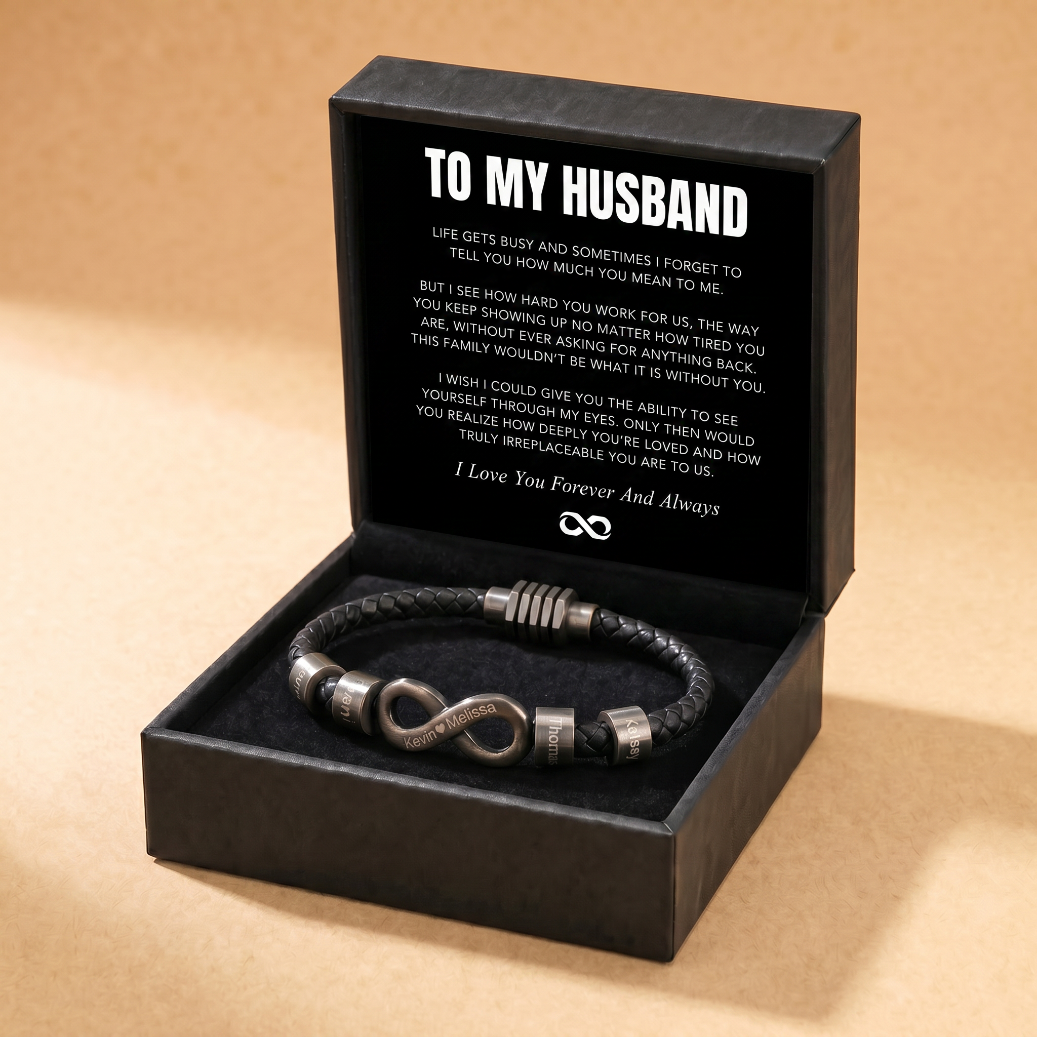Infinity Name Bracelet - For the Man Who Holds Us Together