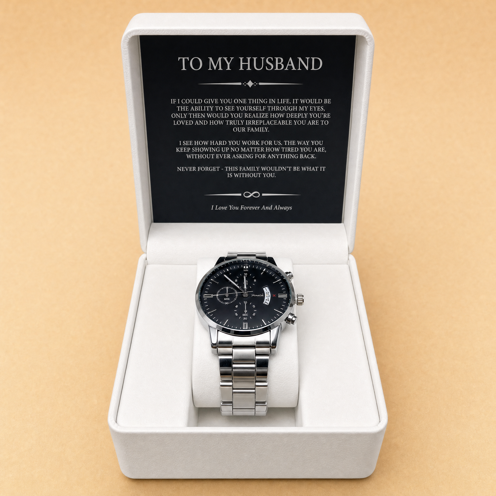 To My Husband - Engraved Stainless Steel Watch